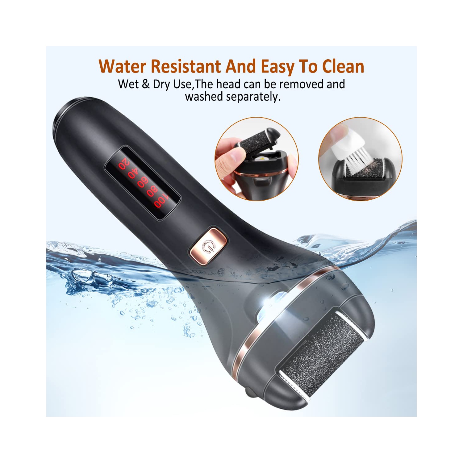 Outil de retrait électrique pour les pieds, lime sans fil pour les pieds, trousse de pédicure étanche pour les talons fissurés et le retrait de la