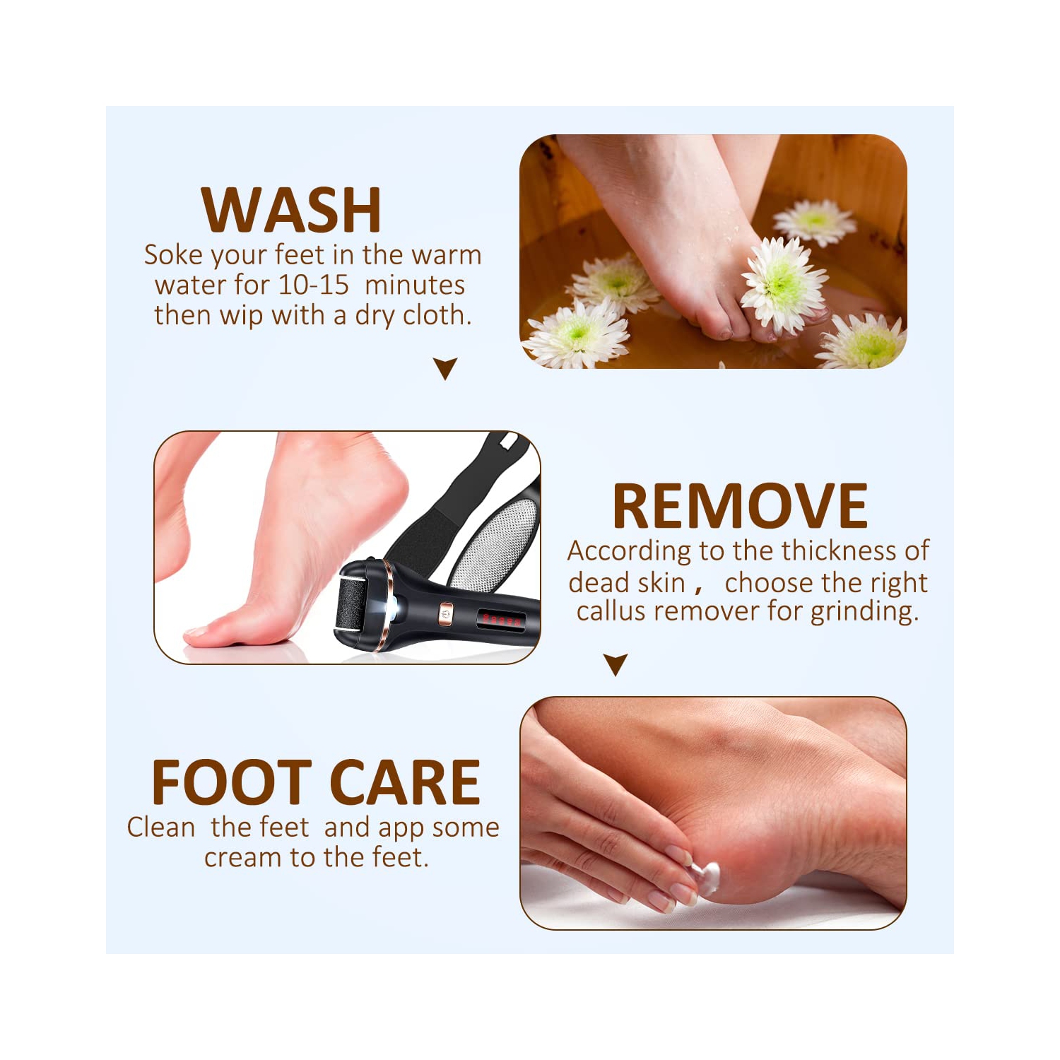 Outil de retrait électrique pour les pieds, lime sans fil pour les pieds, trousse de pédicure étanche pour les talons fissurés et le retrait de la