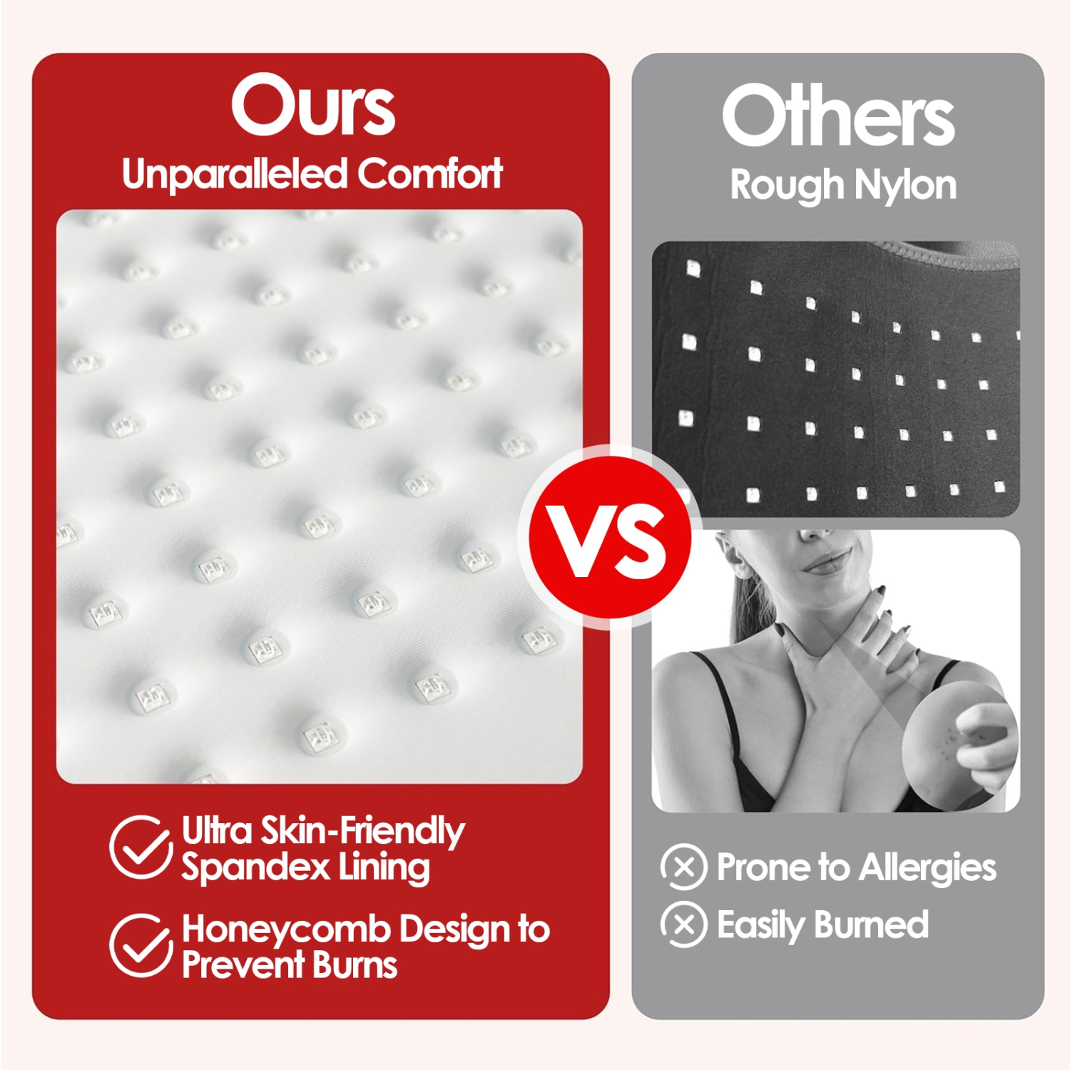 USB Rechargeable Neck Red Light Therapy Belt with 660nm Red Light and 850nm Infrared Light, Mini and Portable, for Pain Relief