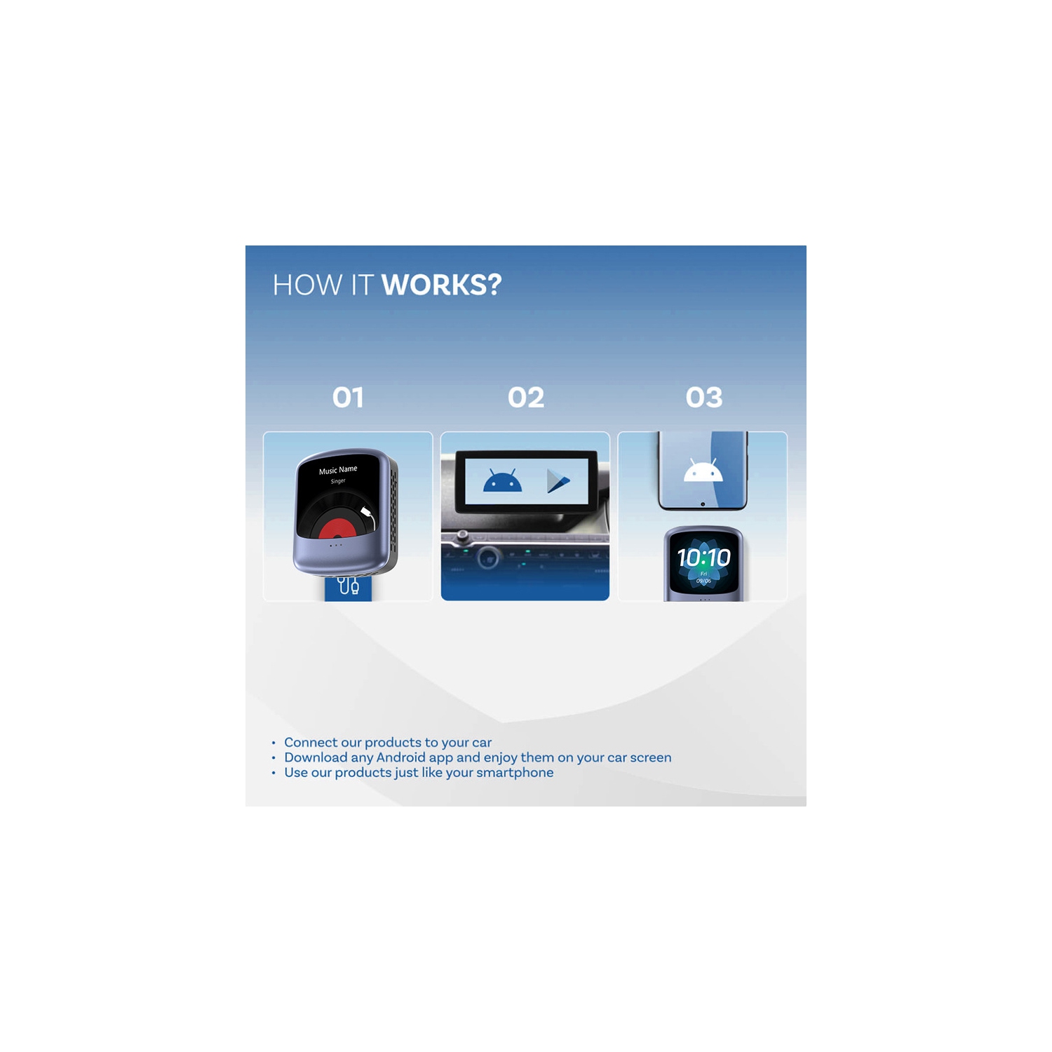 Écran intelligent AI pour l'auto | Sans fil CarPlay et Android Auto | Écran d'interaction vocale IA de 1,83&nbsp;po | Bluetooth 5,1 + Wi-Fi bibande |