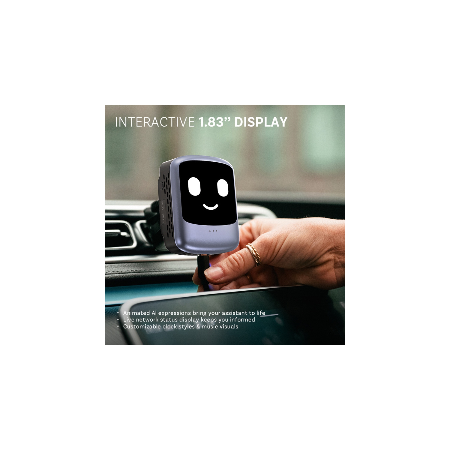 Écran intelligent AI pour l'auto | Sans fil CarPlay et Android Auto | Écran d'interaction vocale IA de 1,83&nbsp;po | Bluetooth 5,1 + Wi-Fi bibande |