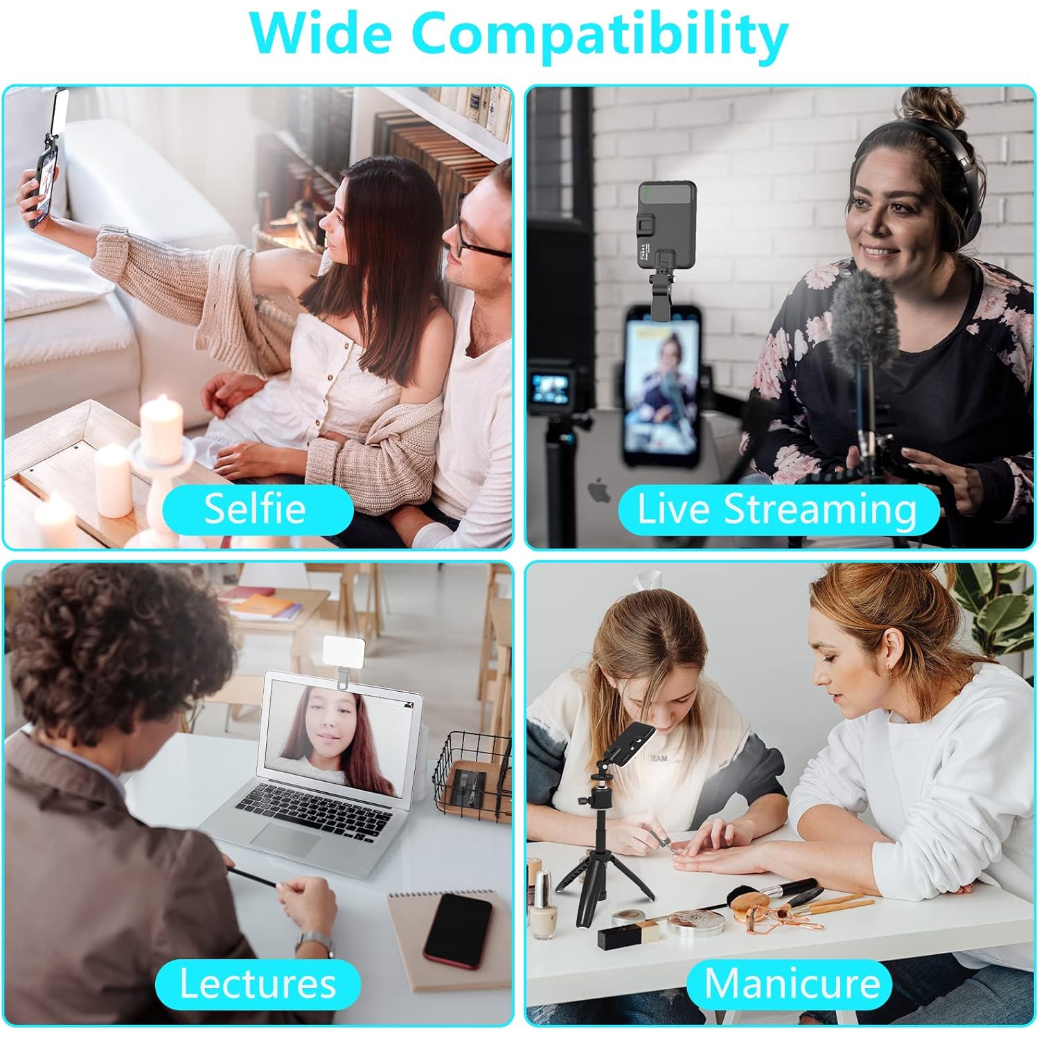 Mobile Phone Fill Light, 60LED Fill Light, Pocket Photography, Mobile Phone Live Streaming Light, Mini Portable Photography Fill Light - White