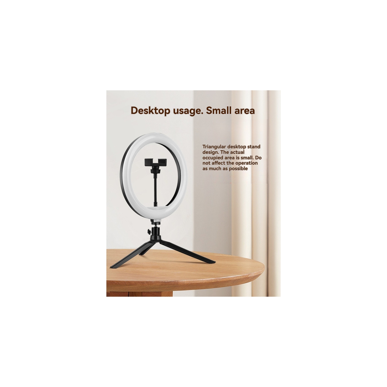 12-inch desktop ring light with desktop stand for photography and live streaming.