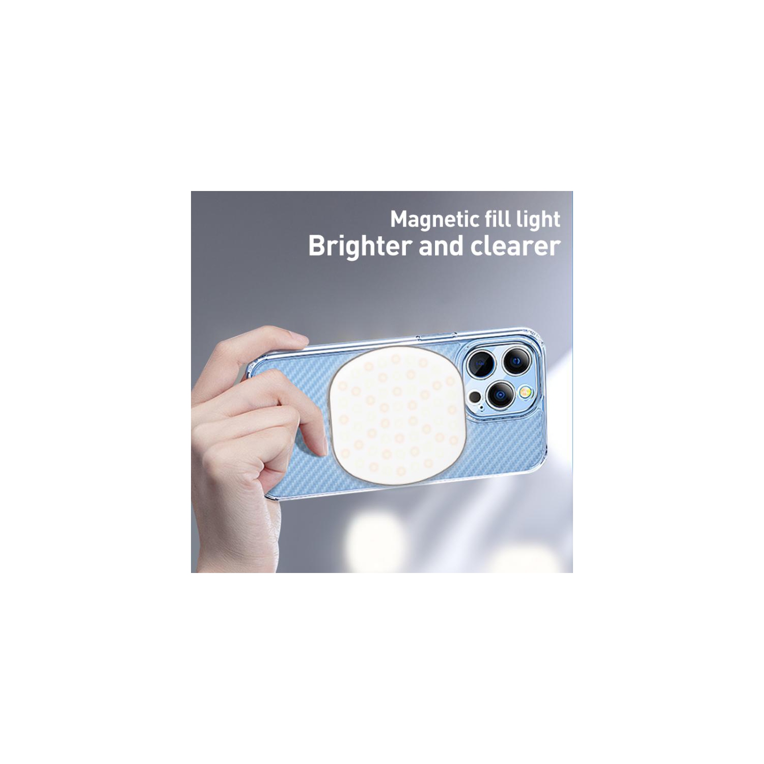 Multifunctional magnetic pocket fill light, atmosphere light camera pocket light - three-color light + clip