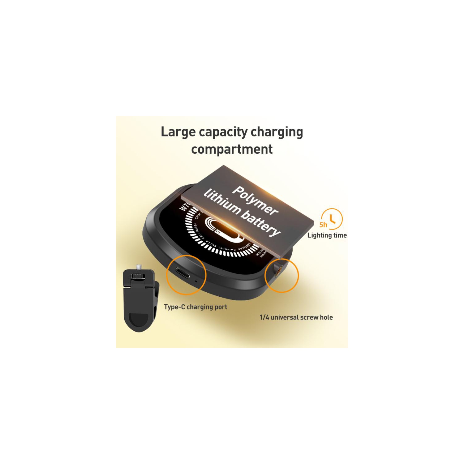 Multifunctional magnetic pocket fill light, atmosphere light camera pocket light - three-color light + clip