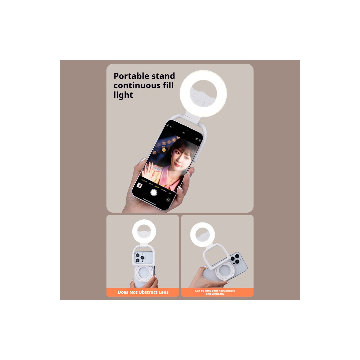 Lampe d'appoint magnétique chaude à trois couleurs, anneau lumineux LED rechargeable, lampe de caméra portative pour iPhone, lampe de photographie