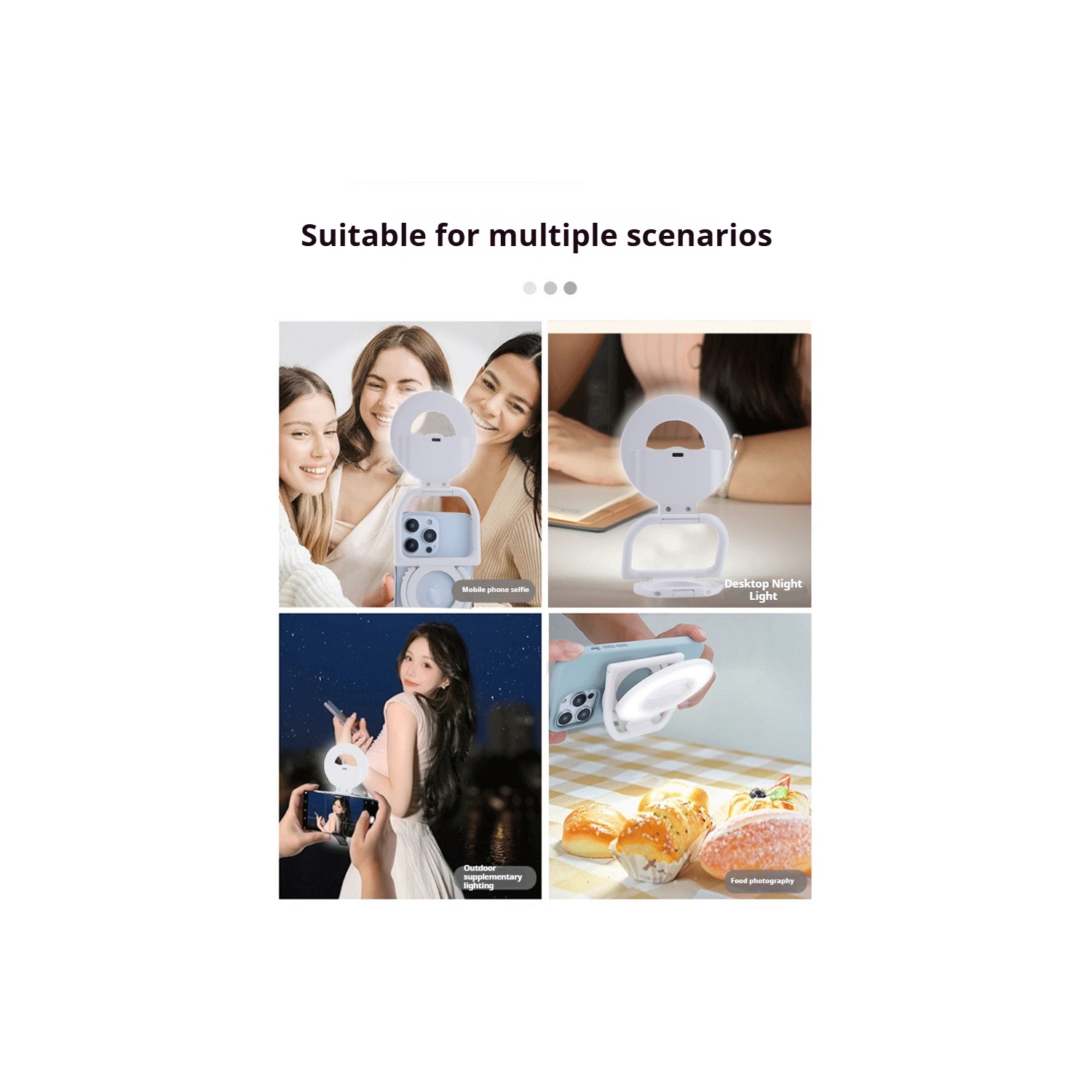 Lampe d'appoint magnétique chaude à trois couleurs, anneau lumineux LED rechargeable, lampe de caméra portative pour iPhone, lampe de photographie