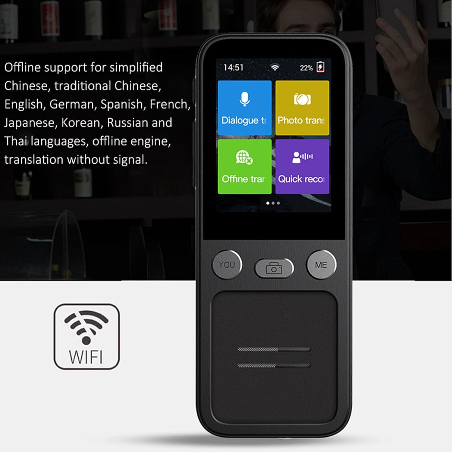 Traducteur intelligent&nbsp;: traduction hors ligne dans 10 pays, 134 langues, enregistrement photo WIFI et machine de traduction vocale intelligente