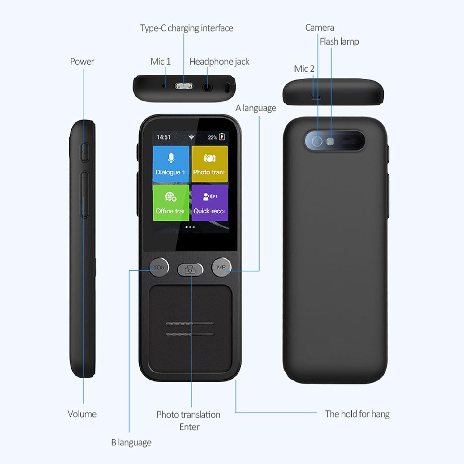 Traducteur intelligent&nbsp;: traduction hors ligne dans 10 pays, 134 langues, enregistrement photo WIFI et machine de traduction vocale intelligente
