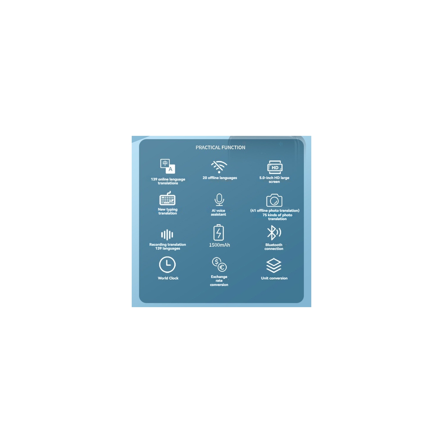 Multi-language translation, language translator, 139 languages online translation, 20 languages offline, two-way instant translation, suitable for