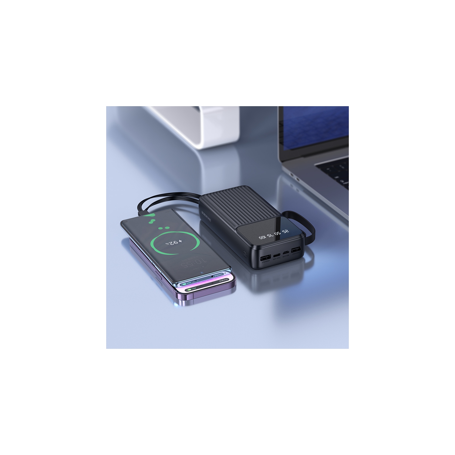 Borofone Power Bank 20000mAh BJ76A Smart - 2xUSB - with Type C, 8Pin and Micro USB cables black