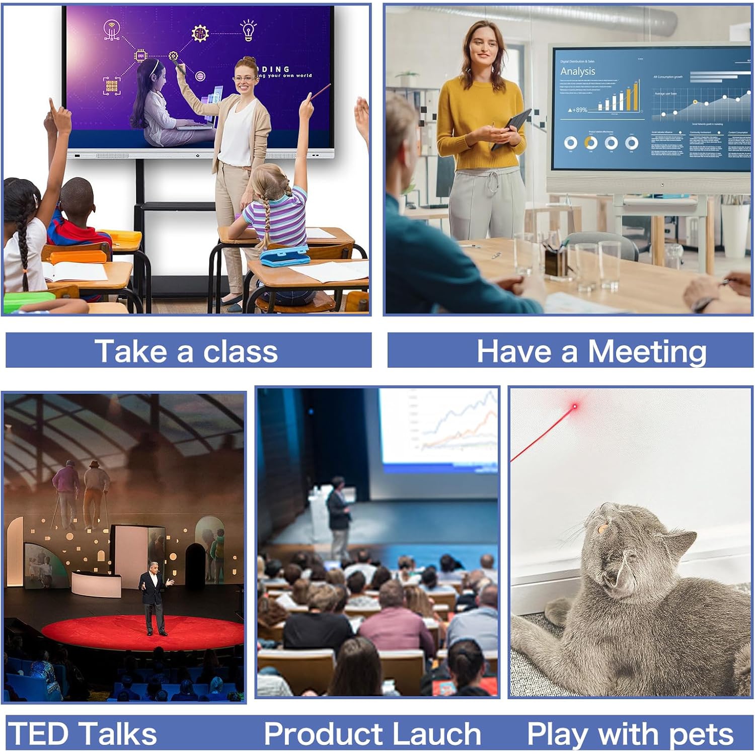 Wireless Presentation Clicker, 50M Range with Hyperlink & Volume Control for PowerPoint Slideshow