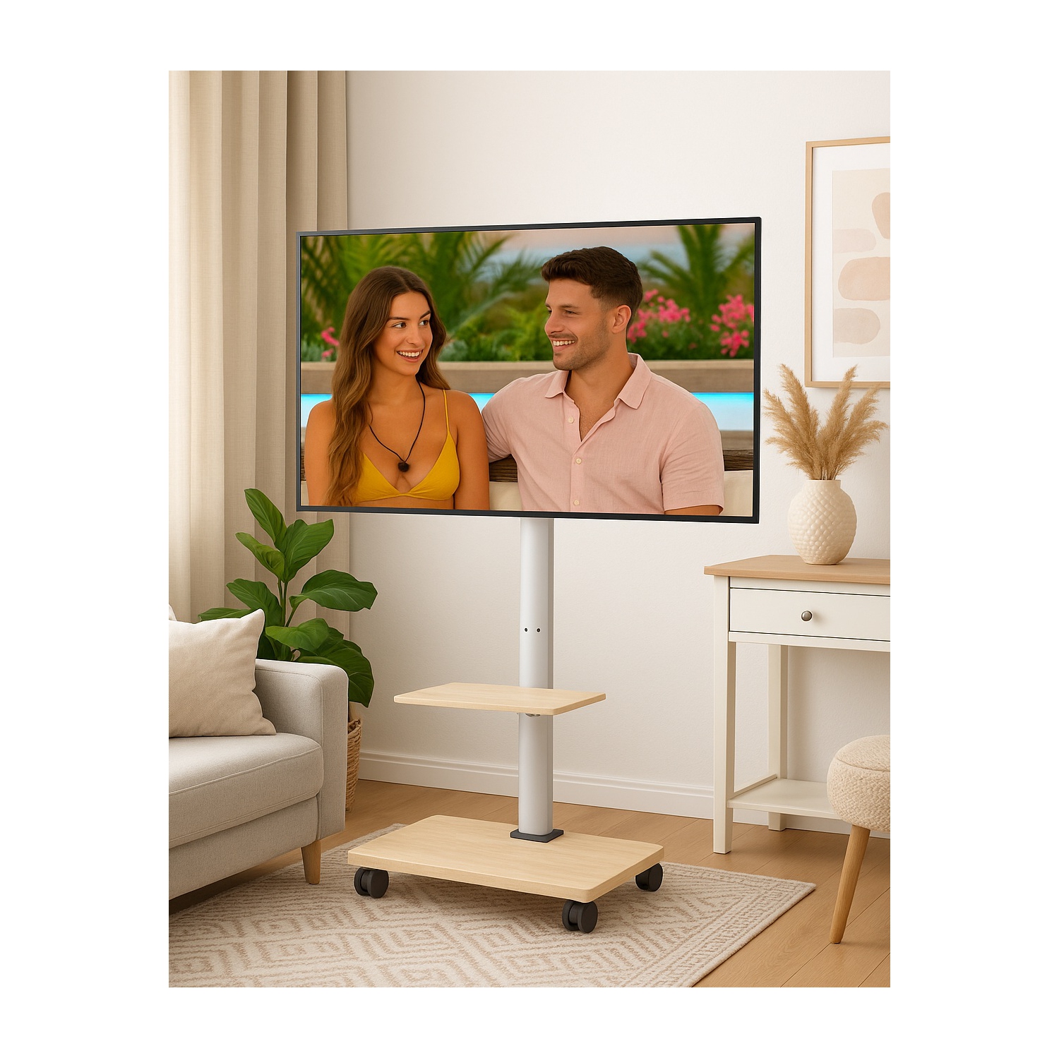 Boost Industries UC3770 Universal Mobile Height Adjustable TV Cart for 32″ to 70″ TVs