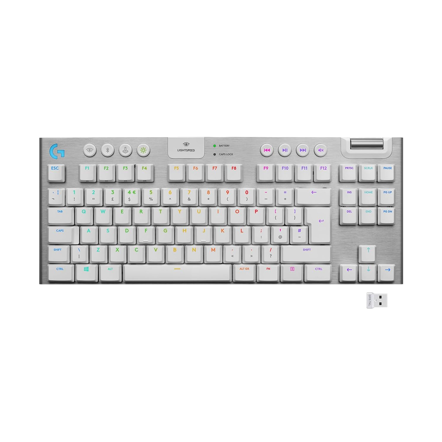 Clavier de jeu mécanique sans fil RVB sans pavé G915 TKL Lightspeed de Logitech, commutateurs à profil bas, LIGHTSYNC RVB - tactile - Blanc