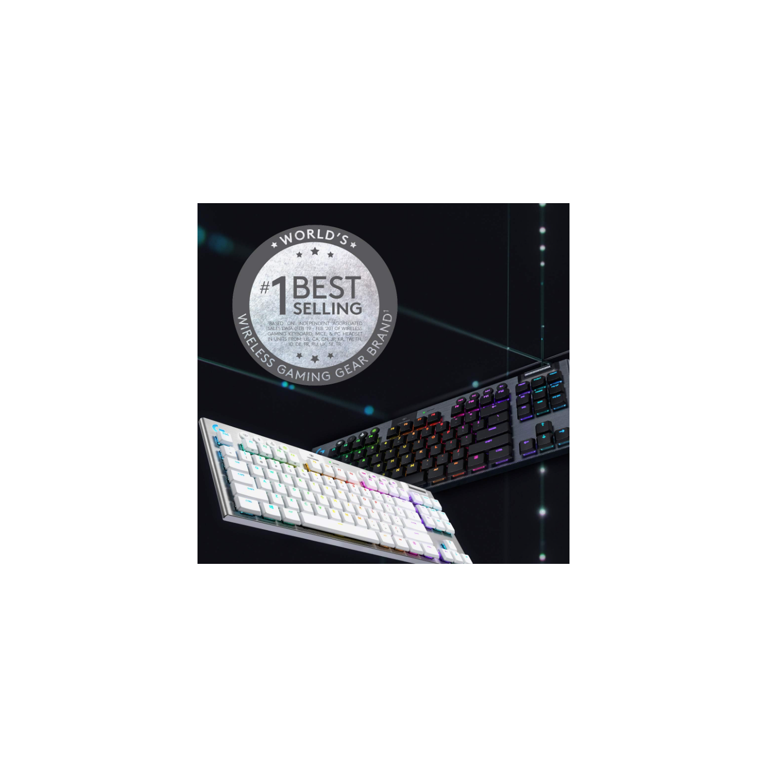 Clavier de jeu mécanique sans fil RVB sans pavé G915 TKL Lightspeed de Logitech, commutateurs à profil bas, LIGHTSYNC RVB - tactile - Blanc