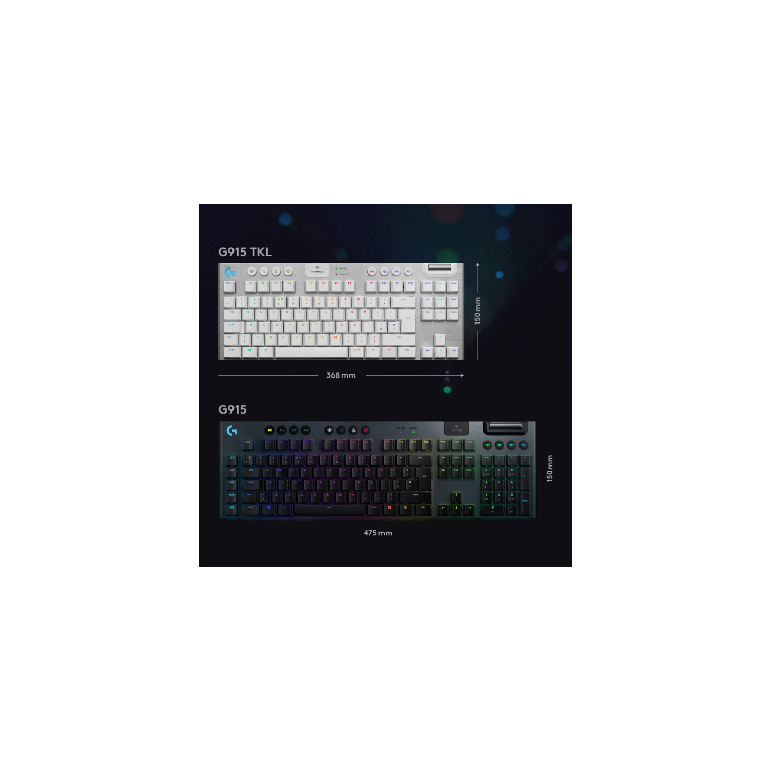 Clavier de jeu mécanique sans fil RVB sans pavé G915 TKL Lightspeed de Logitech, commutateurs à profil bas, LIGHTSYNC RVB - tactile - Blanc