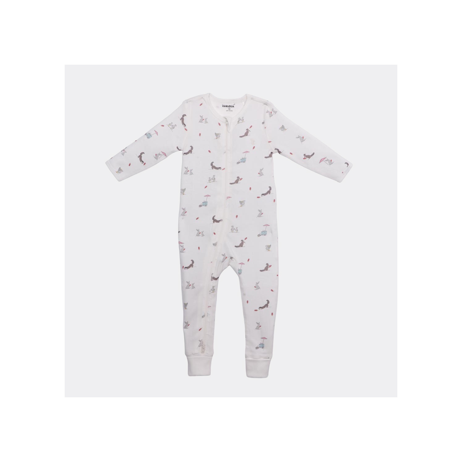 Le jouet en coton biologique haut de gamme Racoon Play and Grow Rib Foot Zippy d'Elk Baby