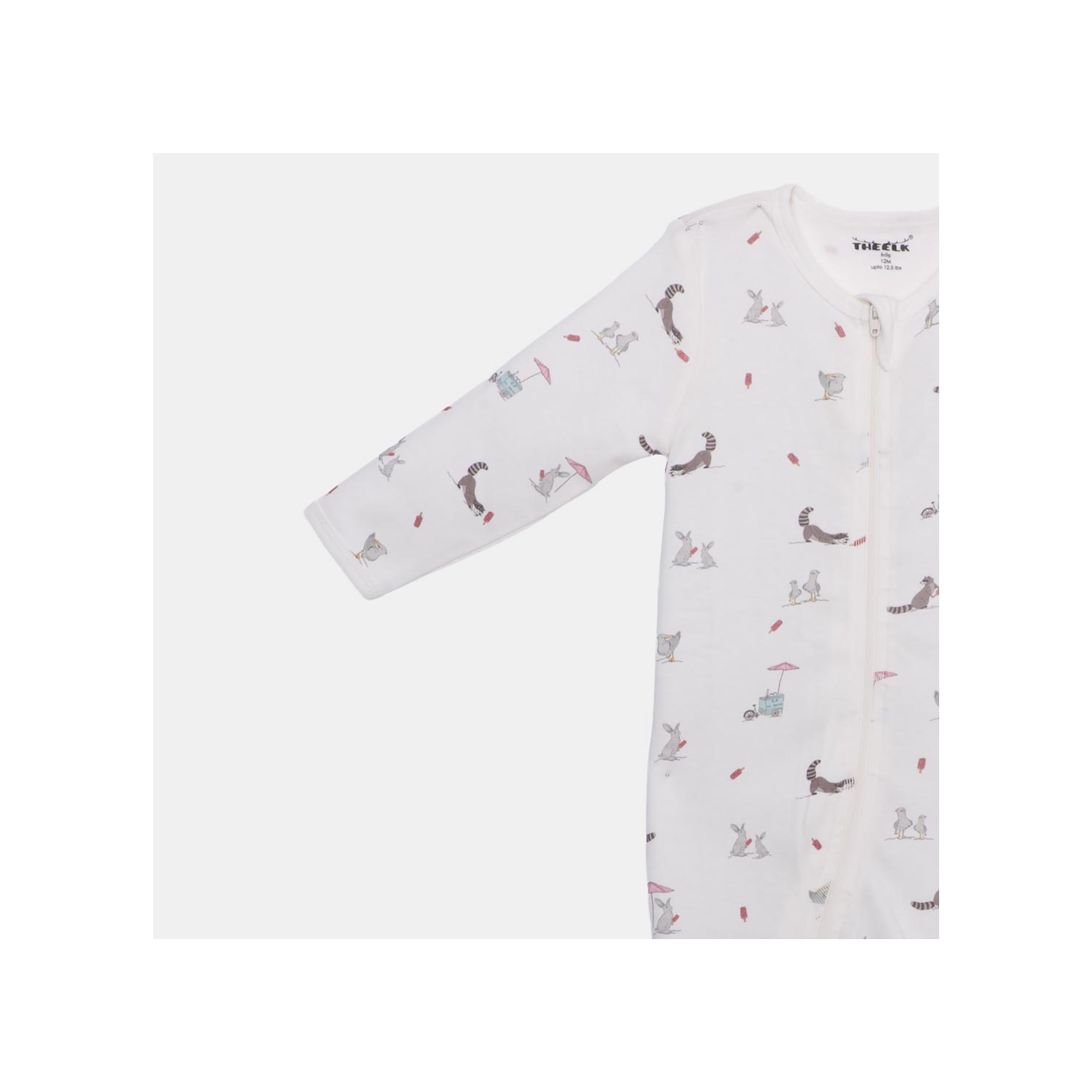 Le jouet en coton biologique haut de gamme Racoon Play and Grow Rib Foot Zippy d'Elk Baby