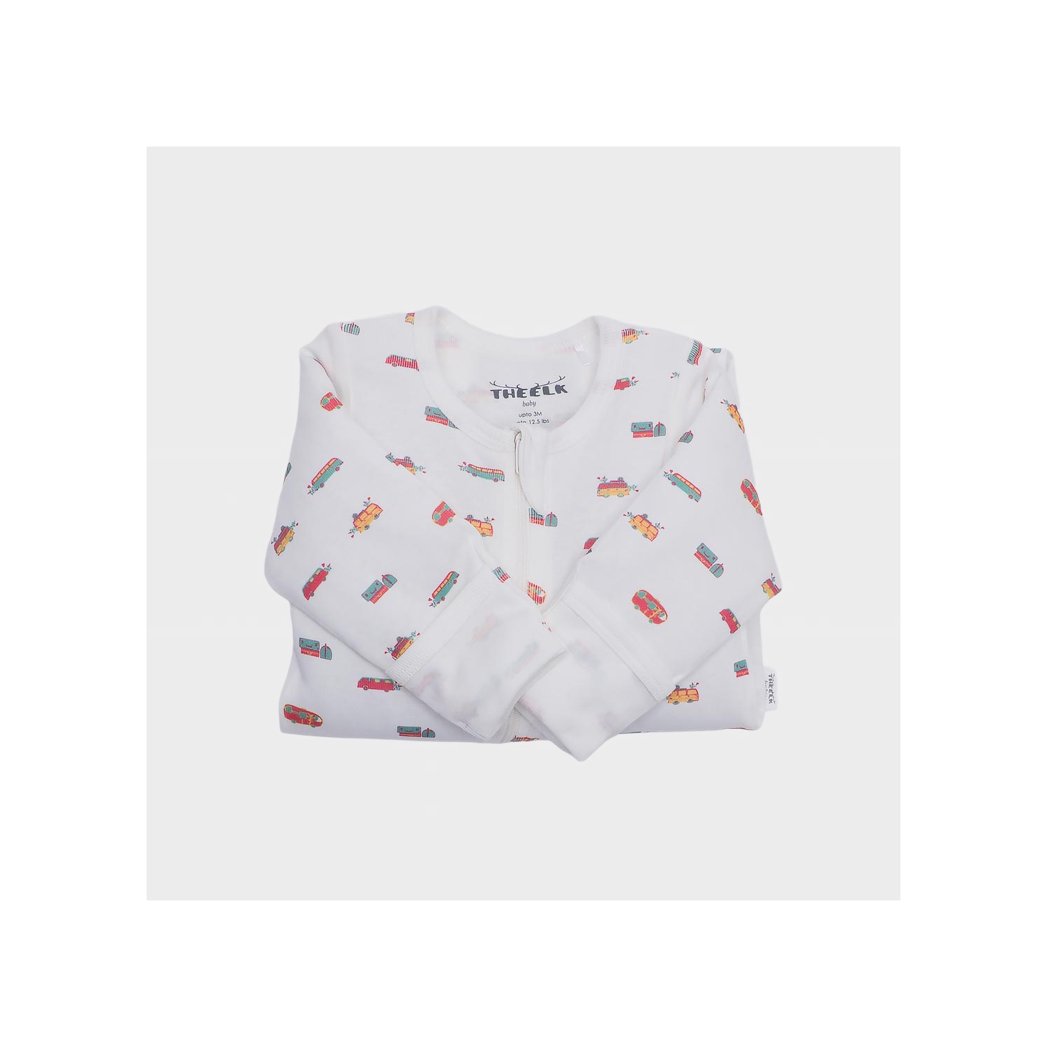 The Elk Baby Premium Organic Cotton Camping Print Play and Grow Zippy