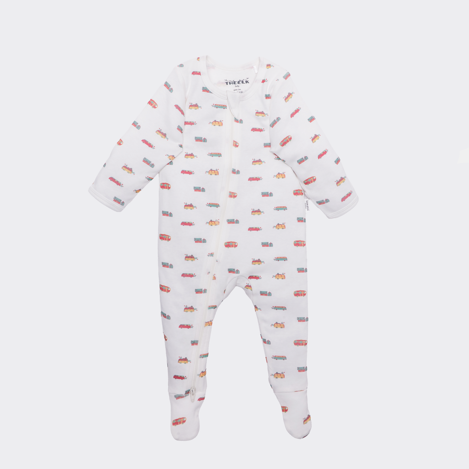 The Elk Baby Premium Organic Cotton Camping Print Play and Grow Zippy