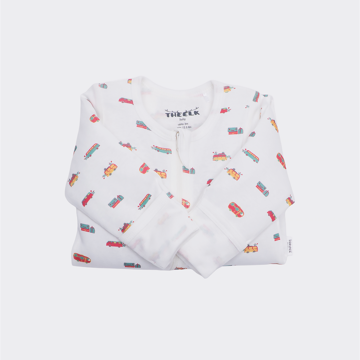 The Elk Baby Premium Organic Cotton Camping Print Play and Grow Zippy