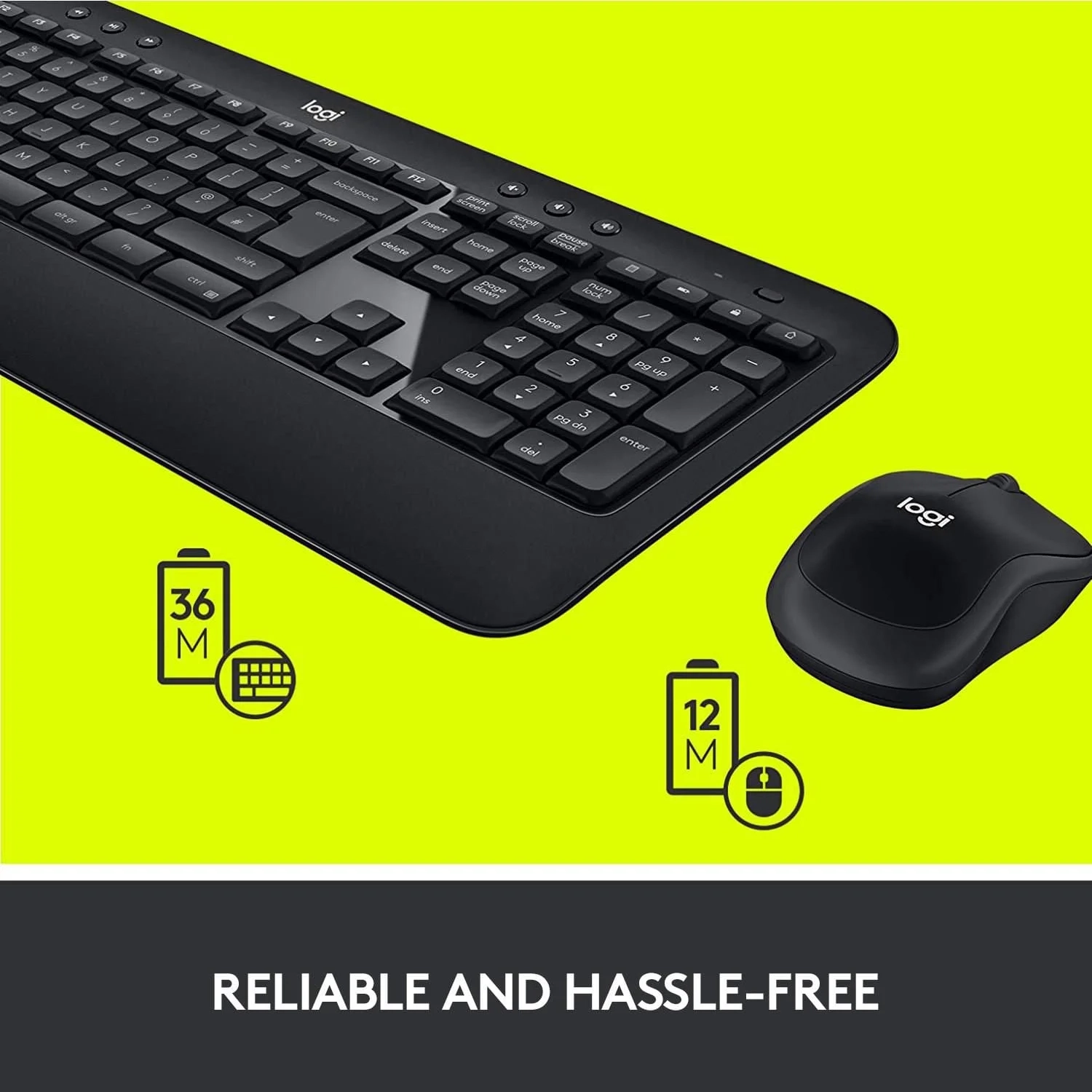 Refurbished Logitech MK540 Complete Wireless Combo 2 - K540e Advanced Wireless Keyboard & M220 Mouse + USB Nano Receiver - PC / MAC - Black