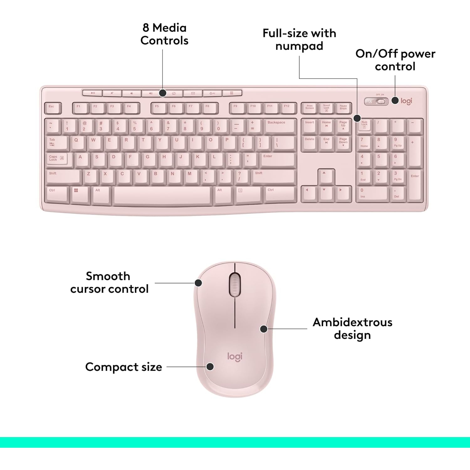 Refurbished Logitech MK270 Wireless Keyboard and Mouse Combo for Windows, 2.4 GHz, 8 Multimedia Keys, PC, Laptop, Wireless Keyboard Compact Mouse