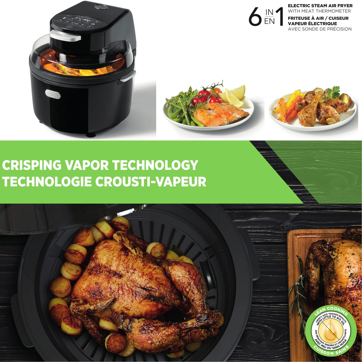 Heritage Infrared Steam Air Fryer - 4.3L/4.5Qt - Black