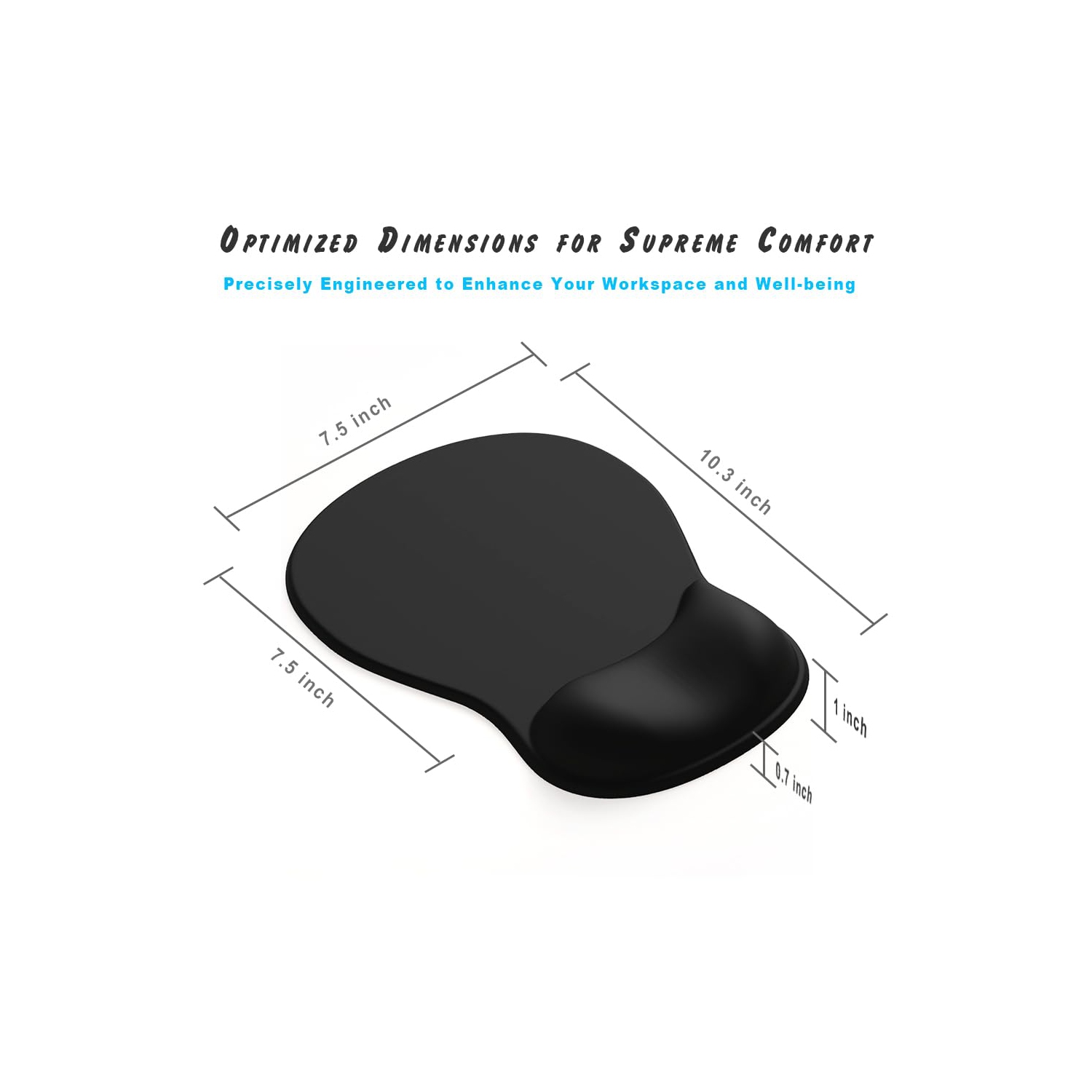 Tapis de souris ergonomique en gel pour repose-poignets Comfort Tapis de souris de bureau avec repose-poignets antidérapant, tapis de bureau pour