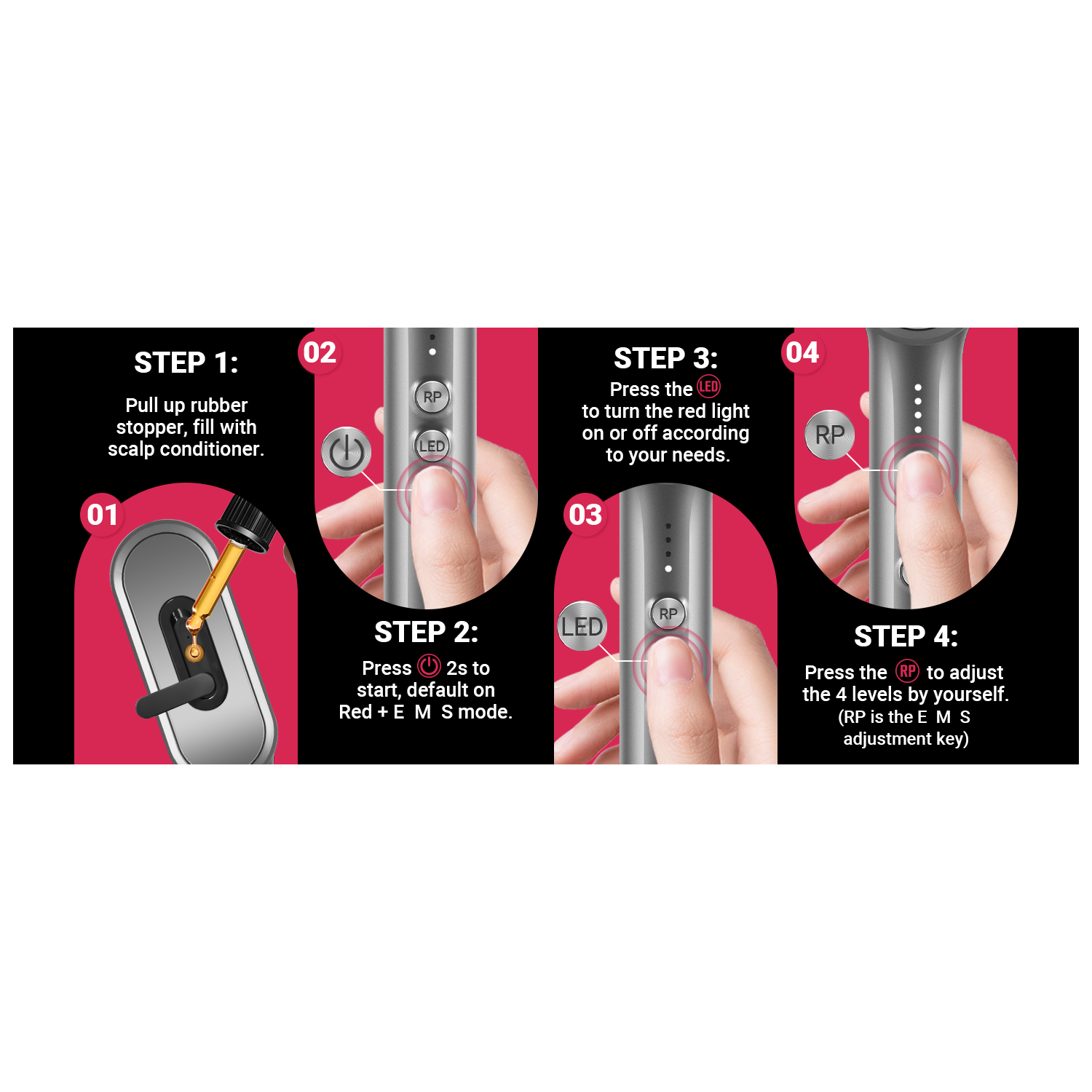 Peigne de croissance des cheveux - Red Light Therapy Electric Massage Peb Anti-Hair Loss Head Massage Brush pour Femme et Homme Soin du cuir chevelu