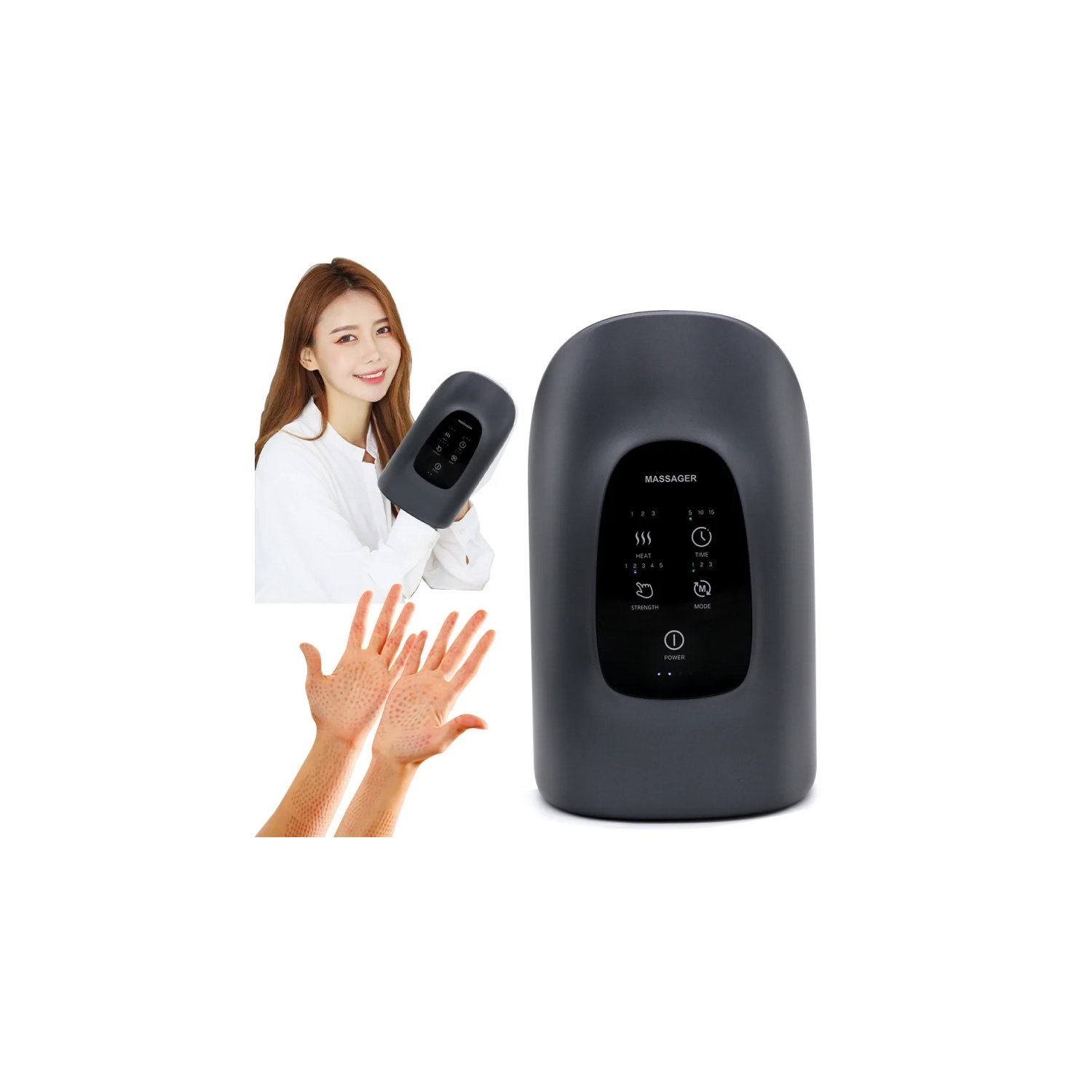 Smart Heated Hand Massager Wireless Finger & Joint Therapy with Heat ...