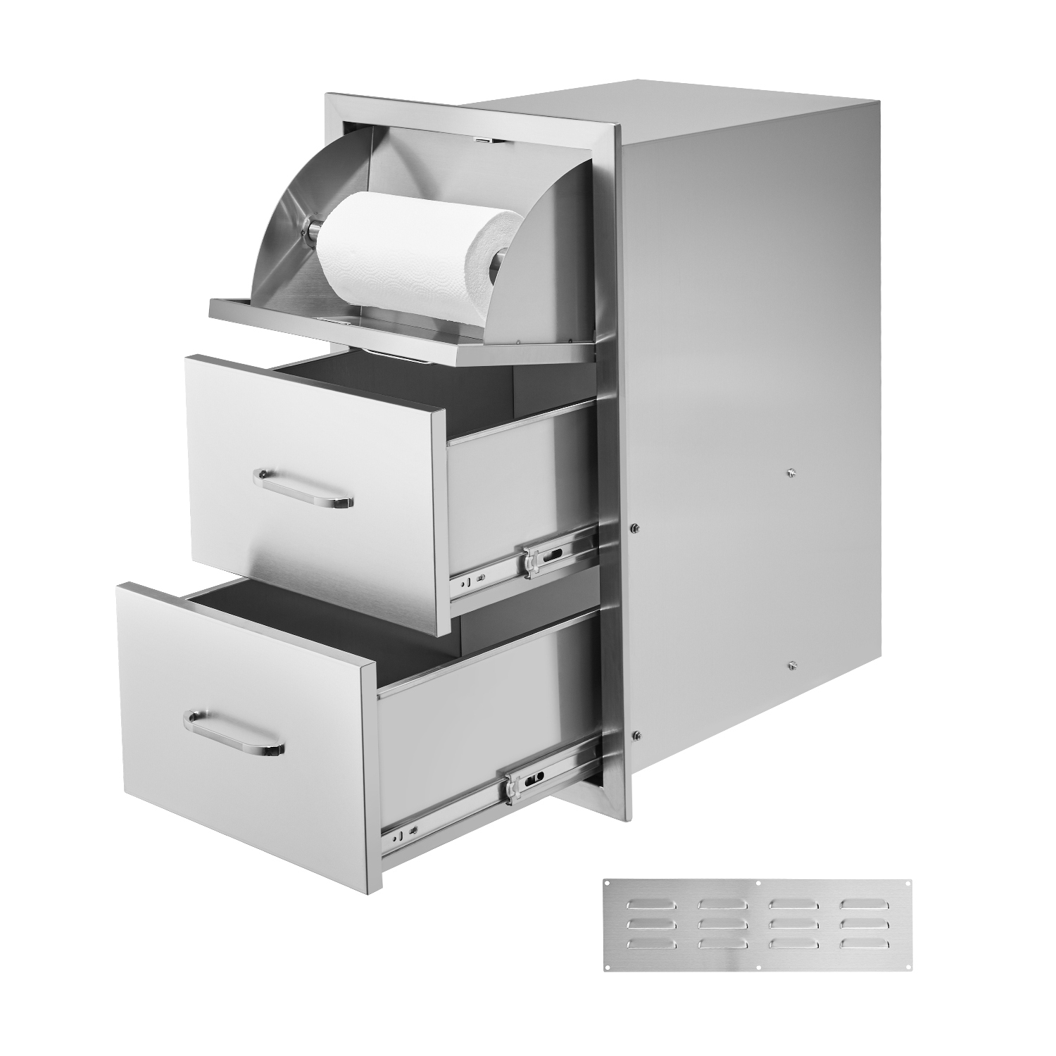 VEVOR 16.5"W x 29"H x 20.5"D Outdoor Kitchen Drawers, Triple Access Drawers, Stainless Steel Flush Mount Cabinets, BBQ Island Drawers Storage with