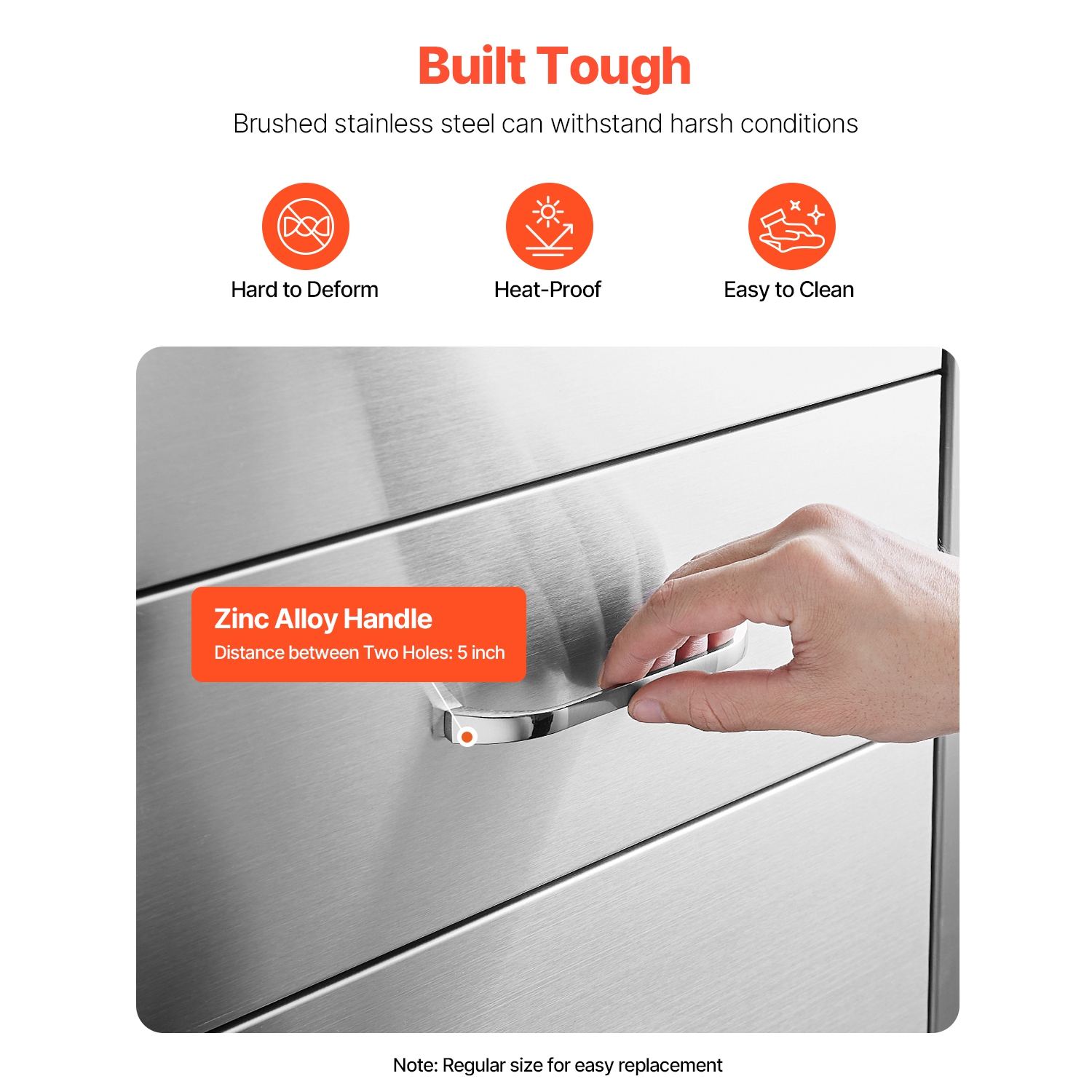 VEVOR 16.5"W x 29"H x 20.5"D Outdoor Kitchen Drawers, Triple Access Drawers, Stainless Steel Flush Mount Cabinets, BBQ Island Drawers Storage with