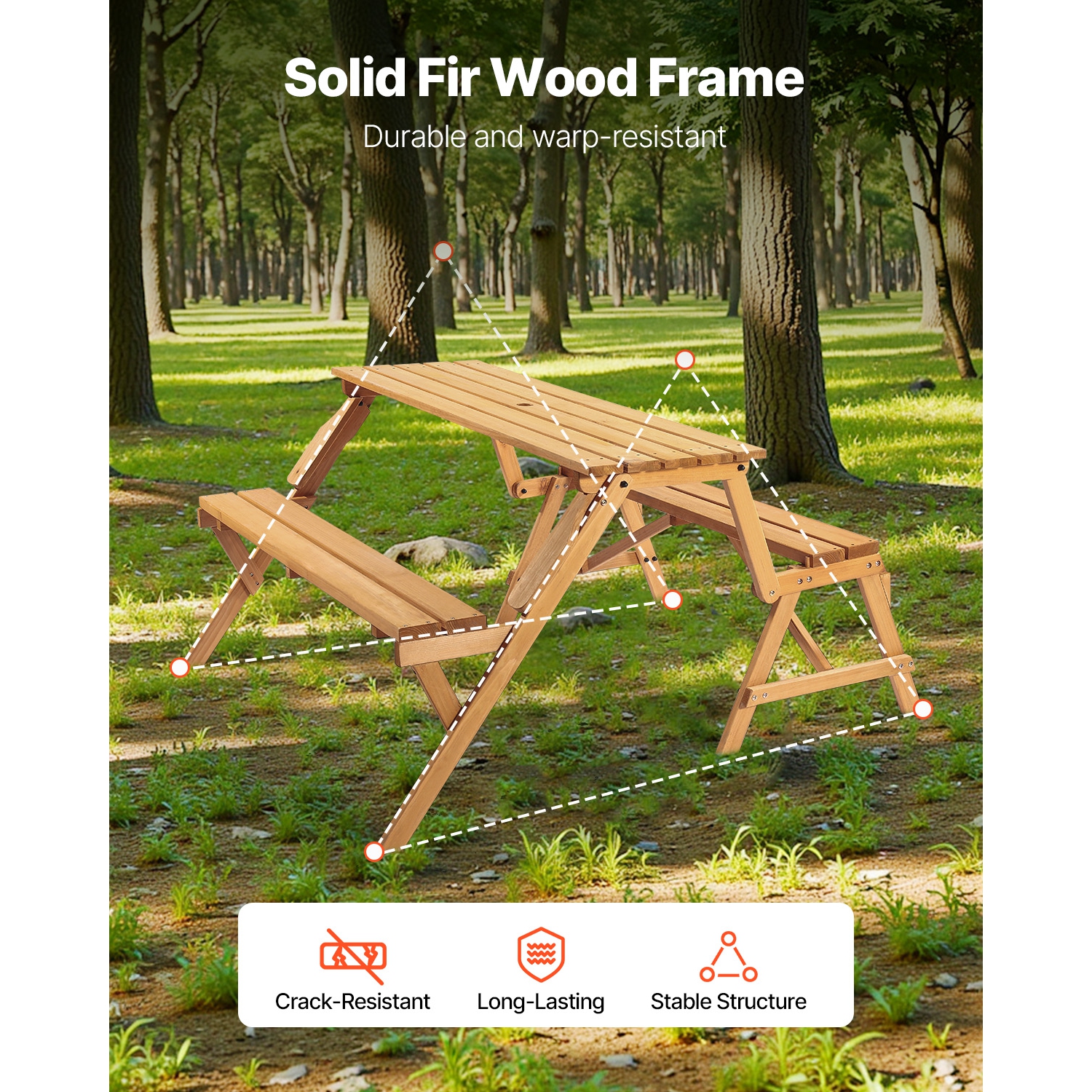 &nbsp;&nbsp;&nbsp;&nbsp;Table de pique-nique transformable 2-en-1 VEVOR,&nbsp;&nbsp;&nbsp;&nbsp;&nbsp;&nbsp;ensemble table et banc en