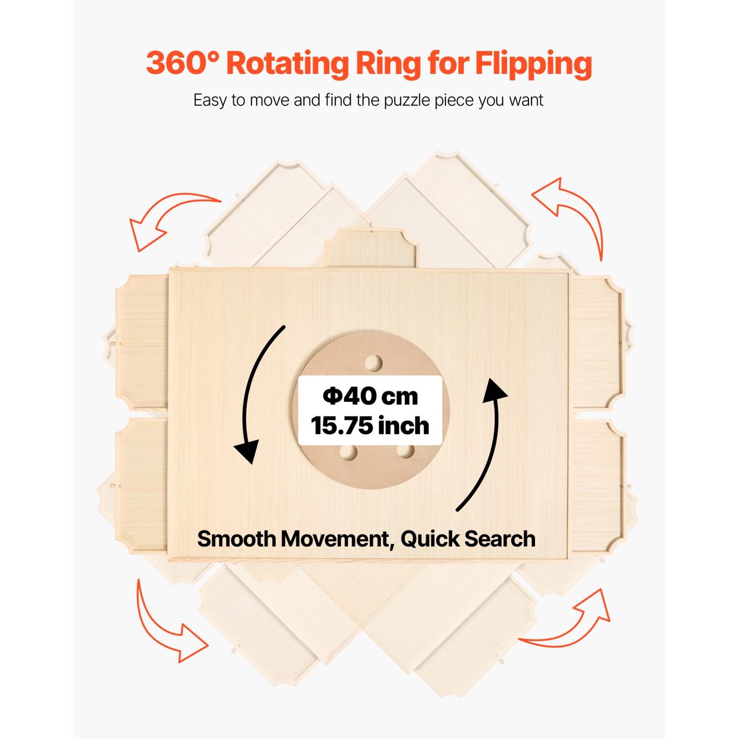 Tableau de casse-tête rotatif de 2000 pièces VEVOR avec 5 tiroirs et couvercle, table portative en bois de 40 x 29&nbsp;po, accessoires de casse-tête