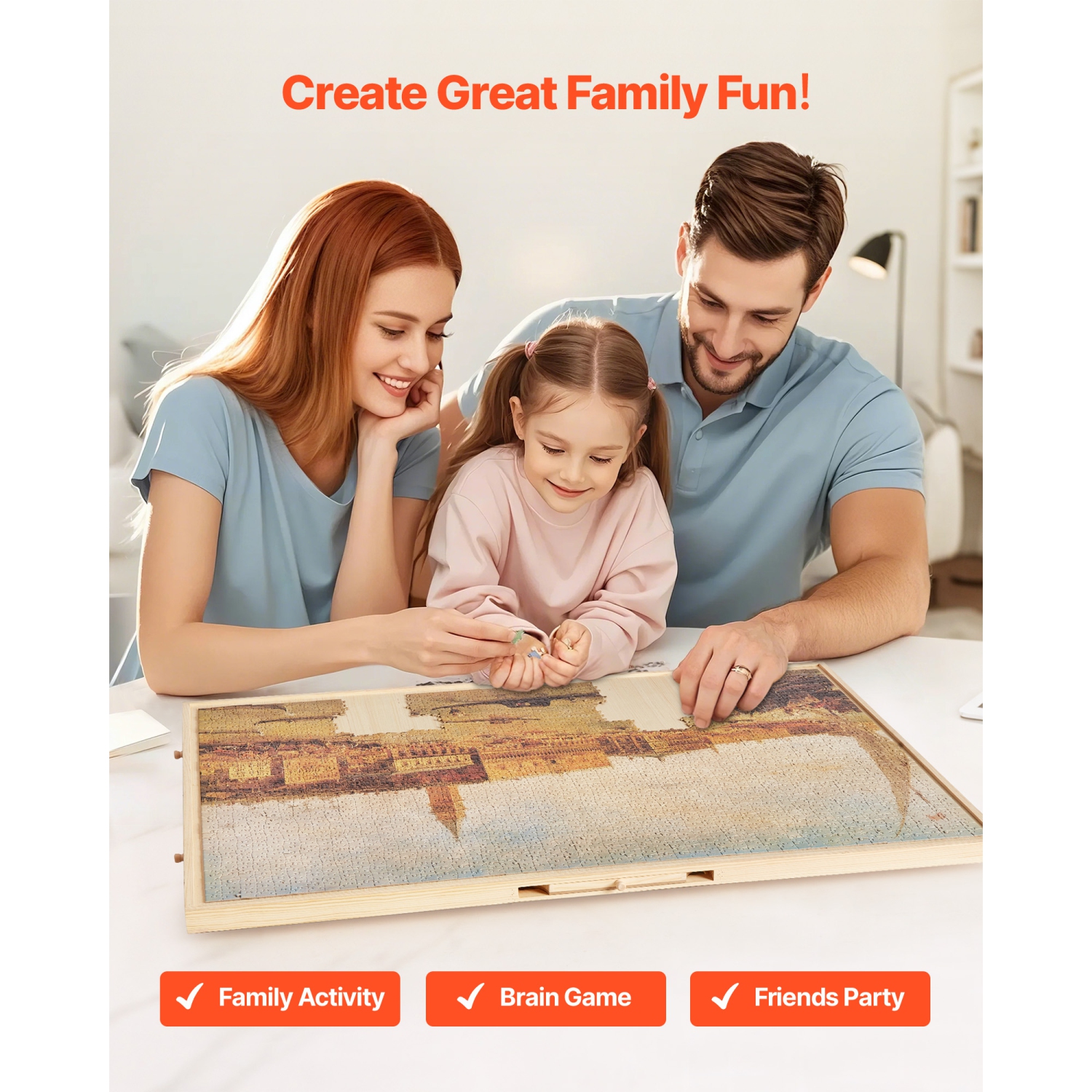 Tableau de casse-tête rotatif de 2000 pièces VEVOR avec 5 tiroirs et couvercle, table portative en bois de 40 x 29&nbsp;po, accessoires de casse-tête