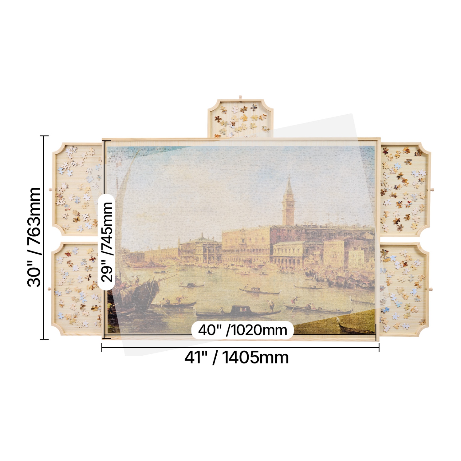 Tableau de casse-tête rotatif de 2000 pièces VEVOR avec 5 tiroirs et couvercle, table portative en bois de 40 x 29&nbsp;po, accessoires de casse-tête