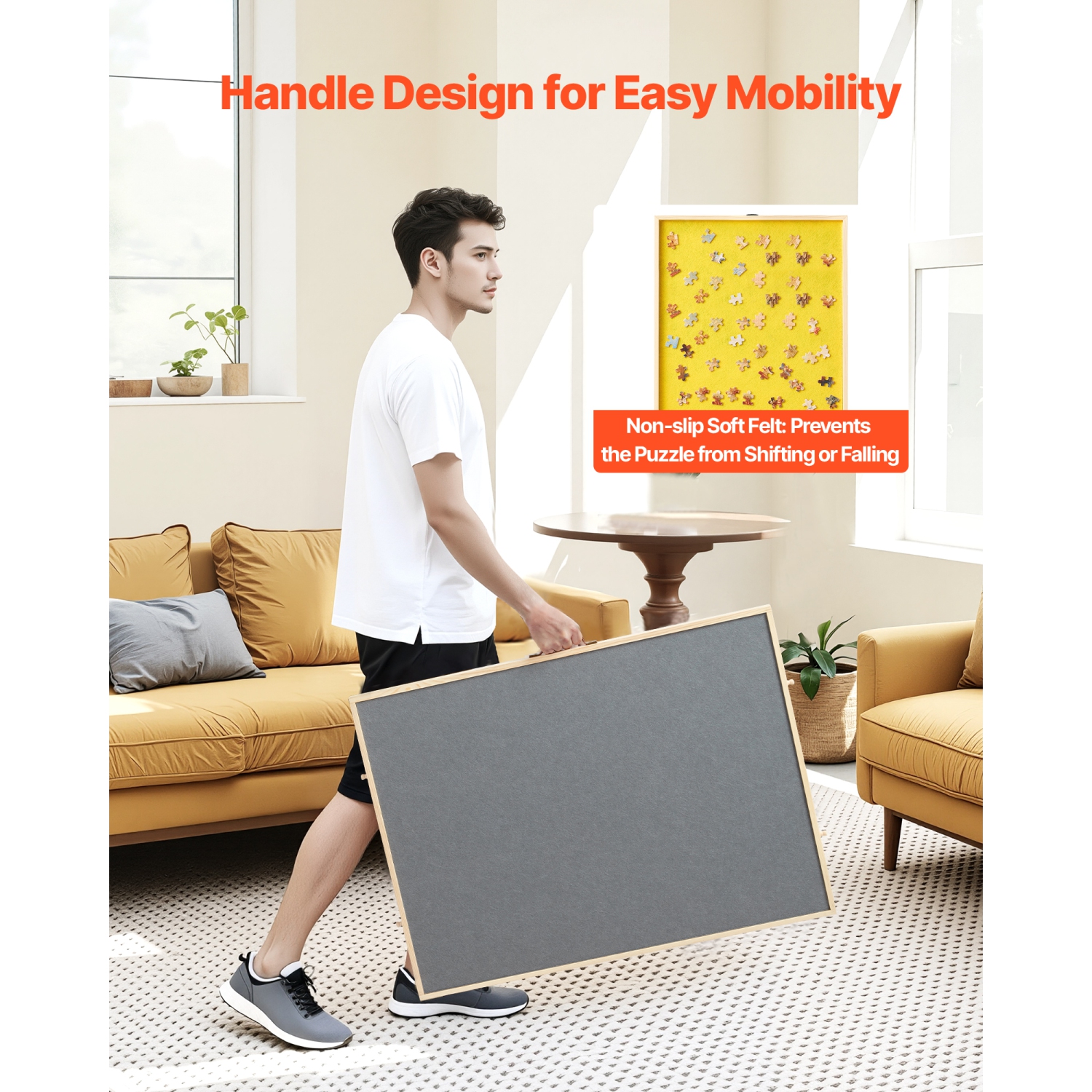 Casse-tête rotatif VEVOR 1500 pièces avec 4 tiroirs en feutre coloré et couvercle, table portative en bois de 34 x 25&nbsp;po, casse-tête réglable à