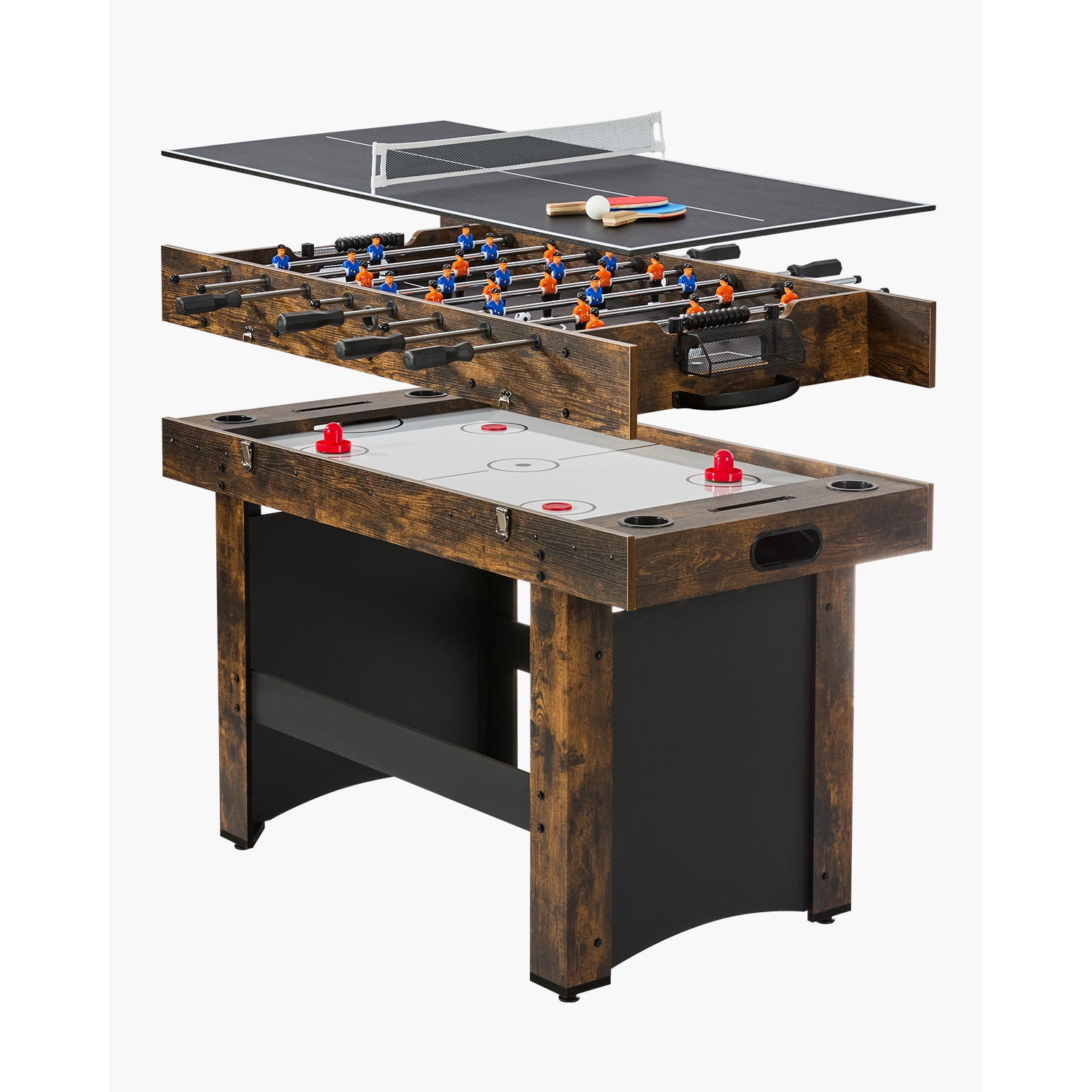 VEVOR 3-in-1 Combo Game Table Set,54" Air Hockey Table, Multi Combination Table with Air Hockey, Ping Pong,Foosball,Pushers & Pucks, Air Powered
