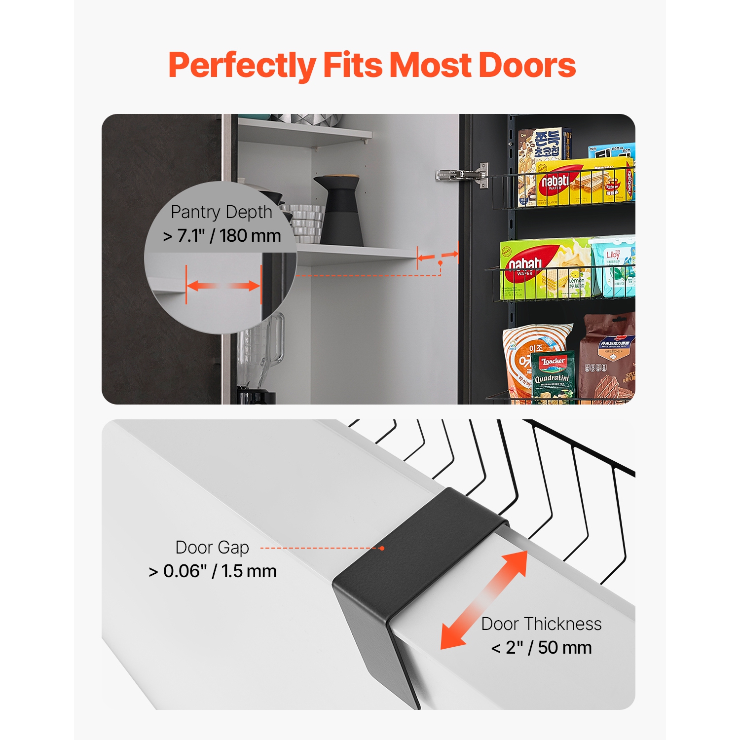 VEVOR 9-Tier Over the Door Pantry Organizer, Pantry Organization and Storage, Heavy-Duty Steel Hanging Spice Rack, Adjustable Wall Seasoning Shelves,