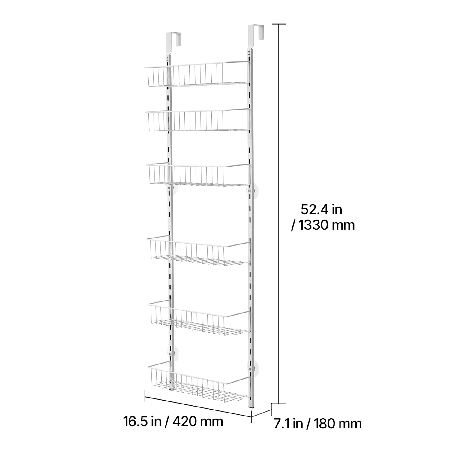 VEVOR 6-Tier Over the Door Pantry Organizer, Pantry Organization and Storage, Heavy-Duty Steel Hanging Spice Rack, Adjustable Wall Seasoning Shelves,