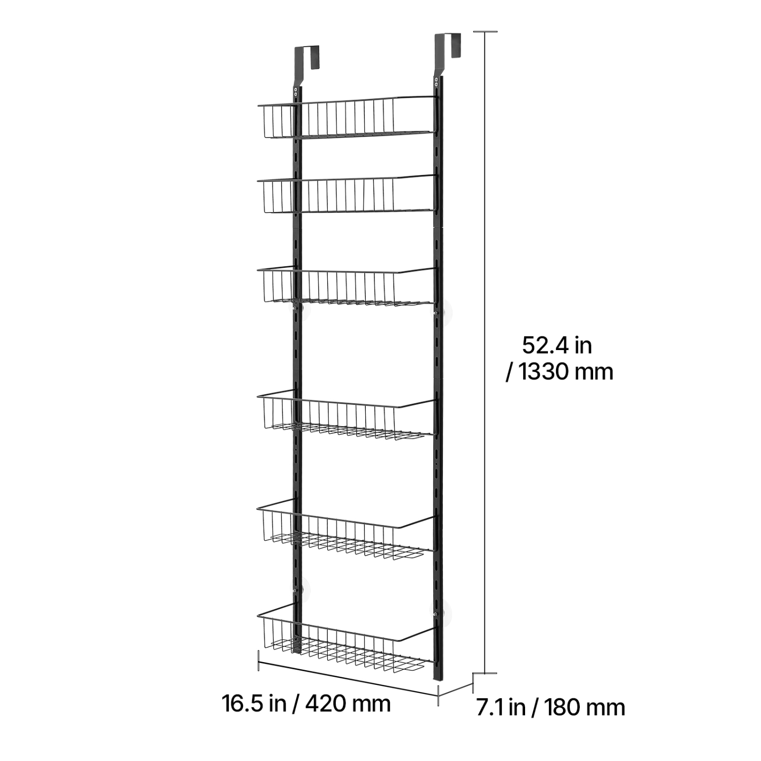 VEVOR 6-Tier Over the Door Pantry Organizer, Pantry Organization and Storage, Heavy-Duty Steel Hanging Spice Rack, Adjustable Wall Seasoning