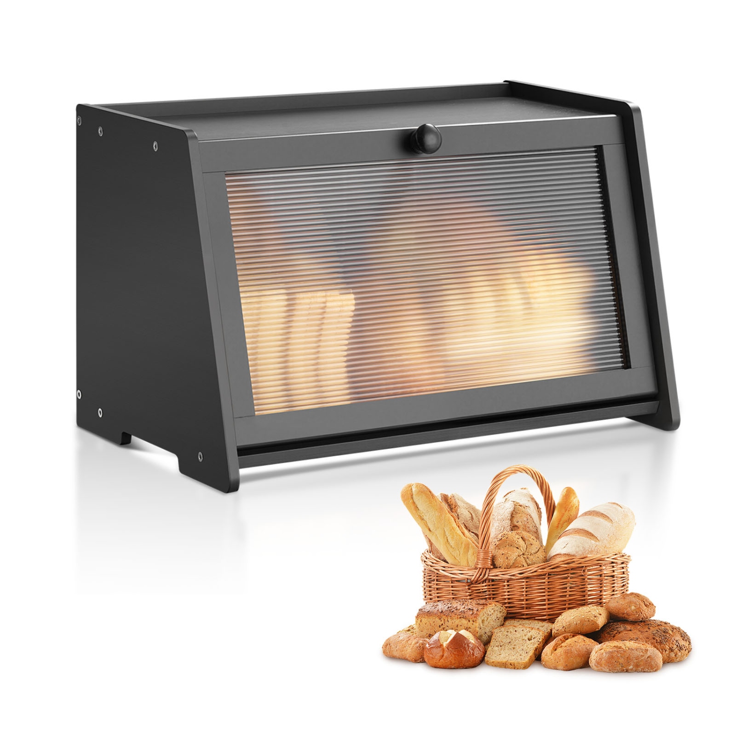 VEVOR Bread Box for Kitchen Counter, Large Capacity Bamboo Bread Storage Container, Farmhouse Wooden Breadbox Organizer for Homemade Bread, Storage