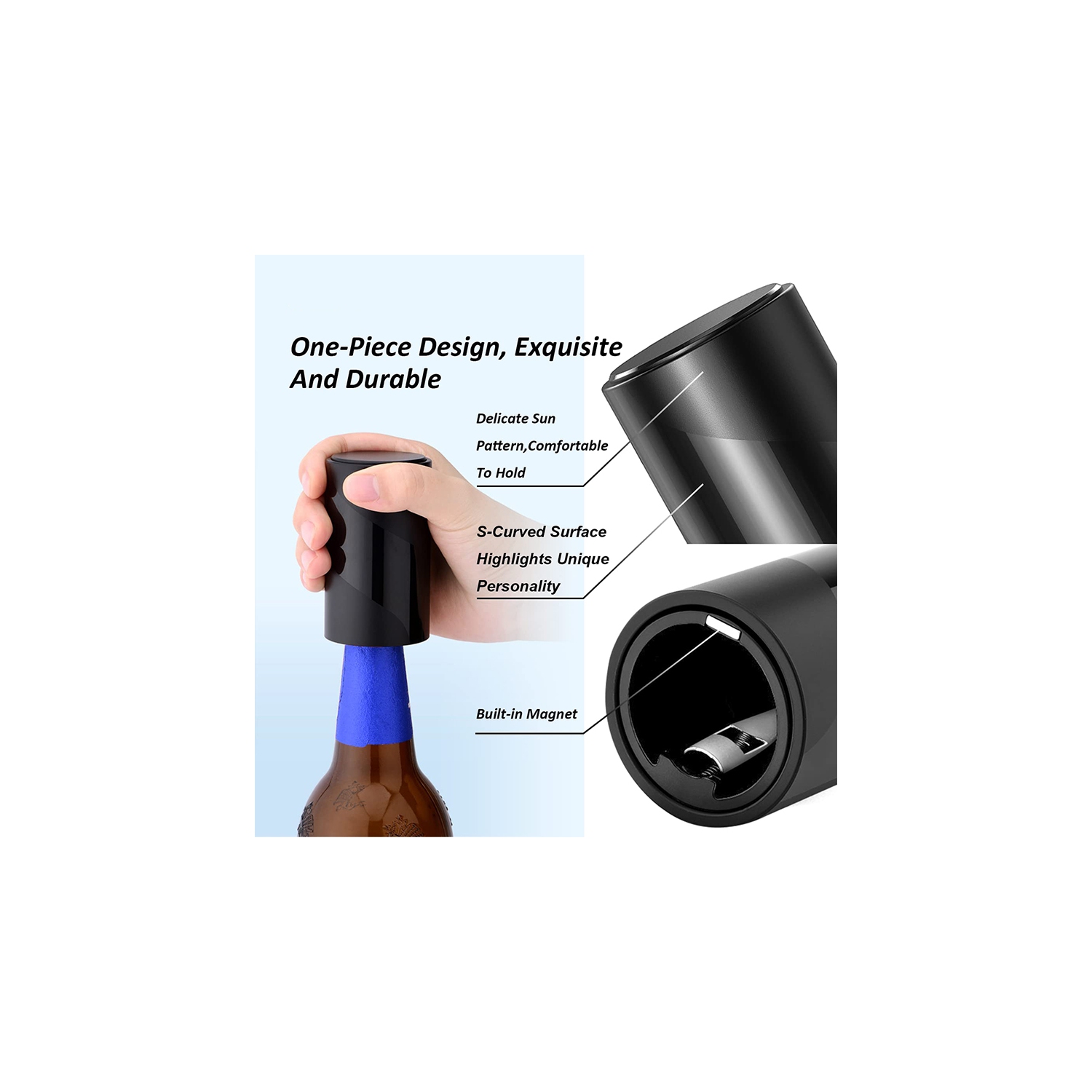 Push Down Bottle Opener, Automatic Beer Bottle Openers, Stainless Steel Instant-no-Cap Mover, Funny Kitchen Gadgets, Beer Bar Accessories Gifts for