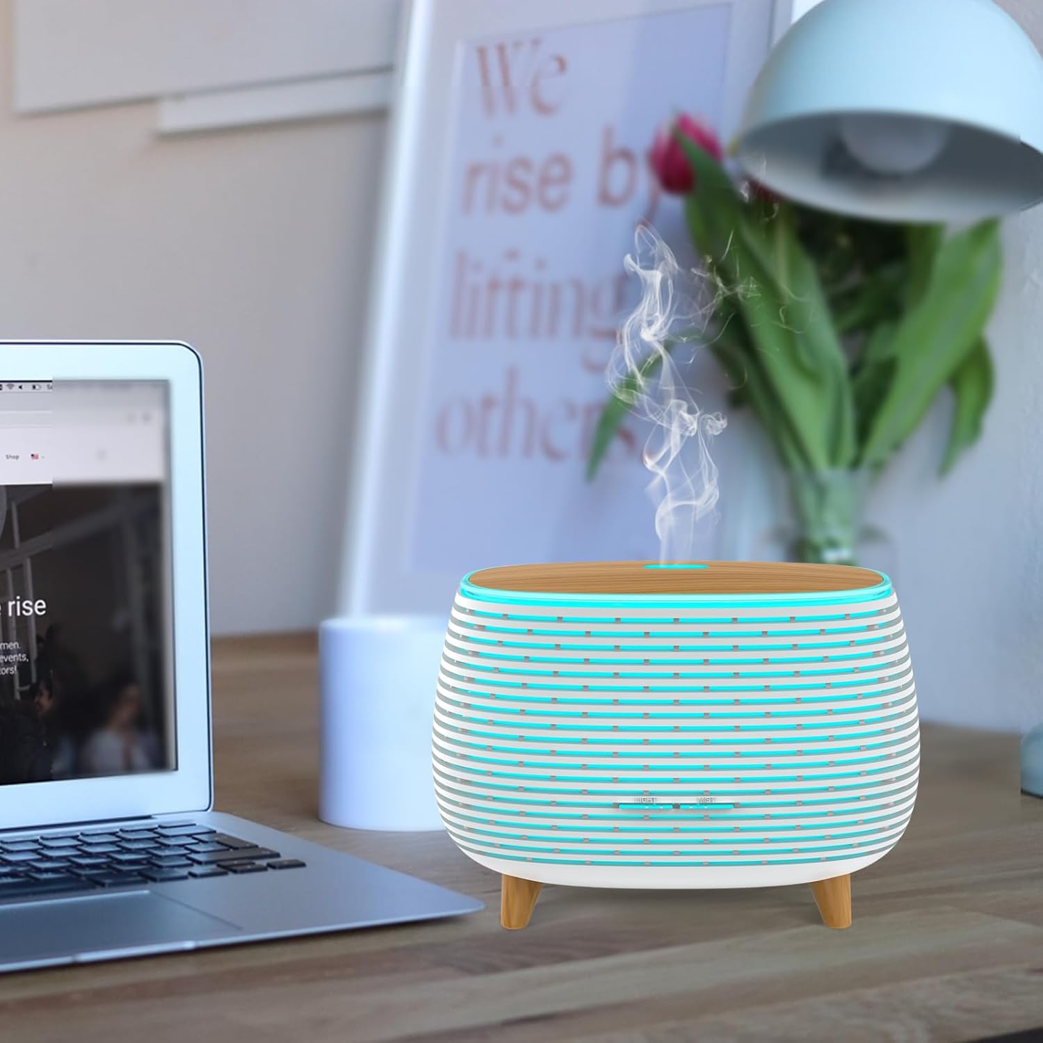 Haut-parleur Bluetooth 2-en-1 et diffuseur d'huile essentielle ultrasonique, diffuseur d'aromathérapie et humidificateur à vapeur froide avec lumière