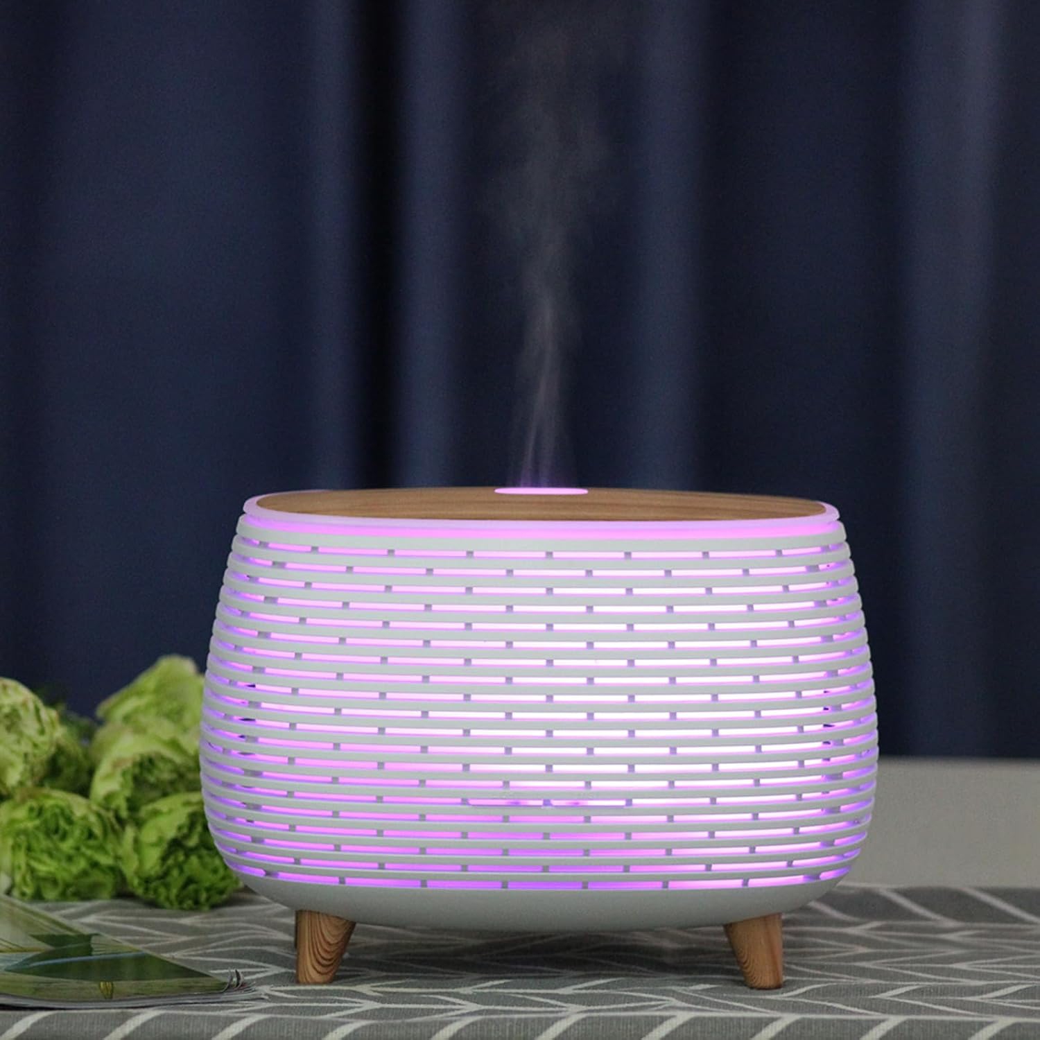 Haut-parleur Bluetooth 2-en-1 et diffuseur d'huile essentielle ultrasonique, diffuseur d'aromathérapie et humidificateur à vapeur froide avec lumière