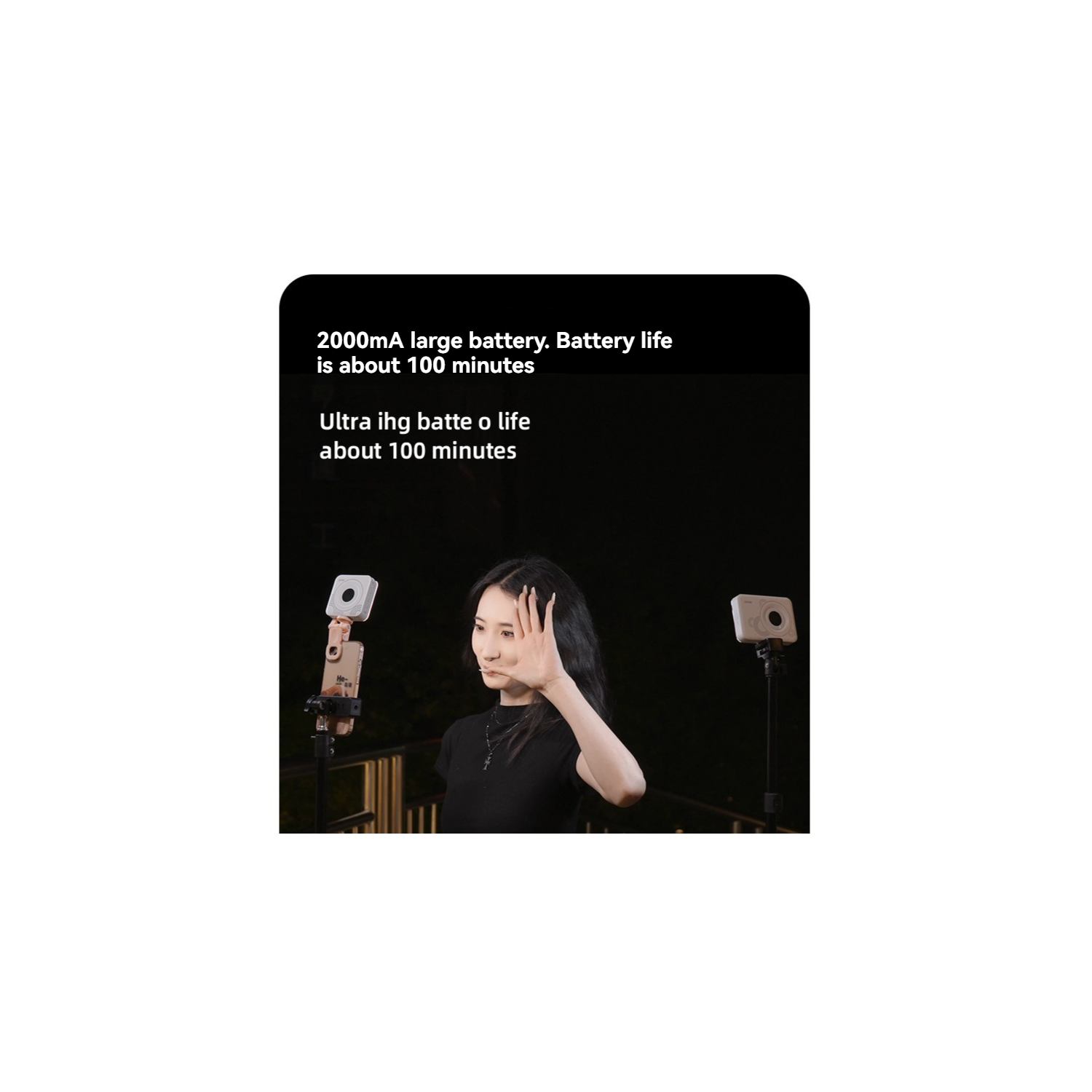 Pocket light, mobile phone fill light, surface light, RGB full color, built-in battery 2000mAh with 80 lamp beads, photography light