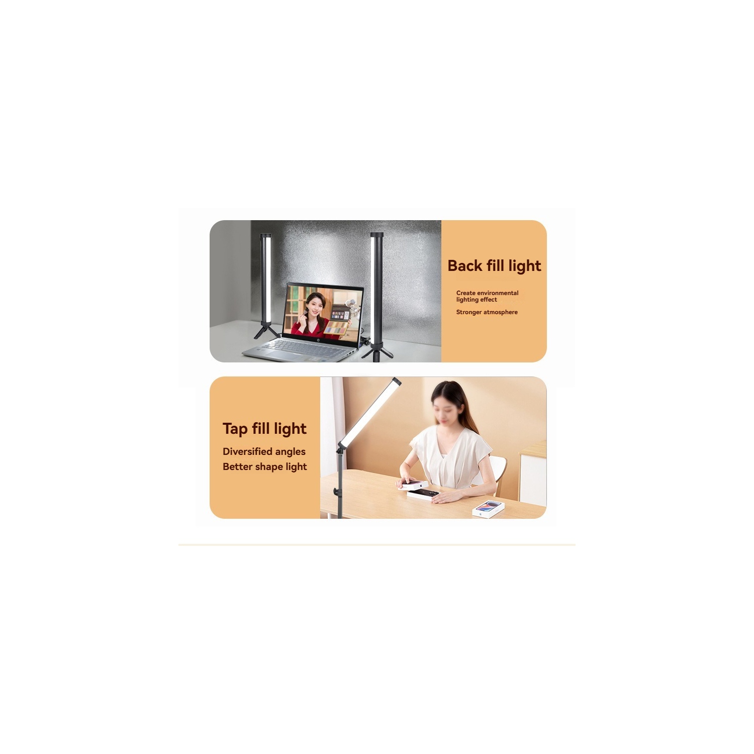 Lumière douce de bureau LED bande de remplissage de la lumière de couleur 3200-5600K température de couleur 196 perles de la lampe, rendu des