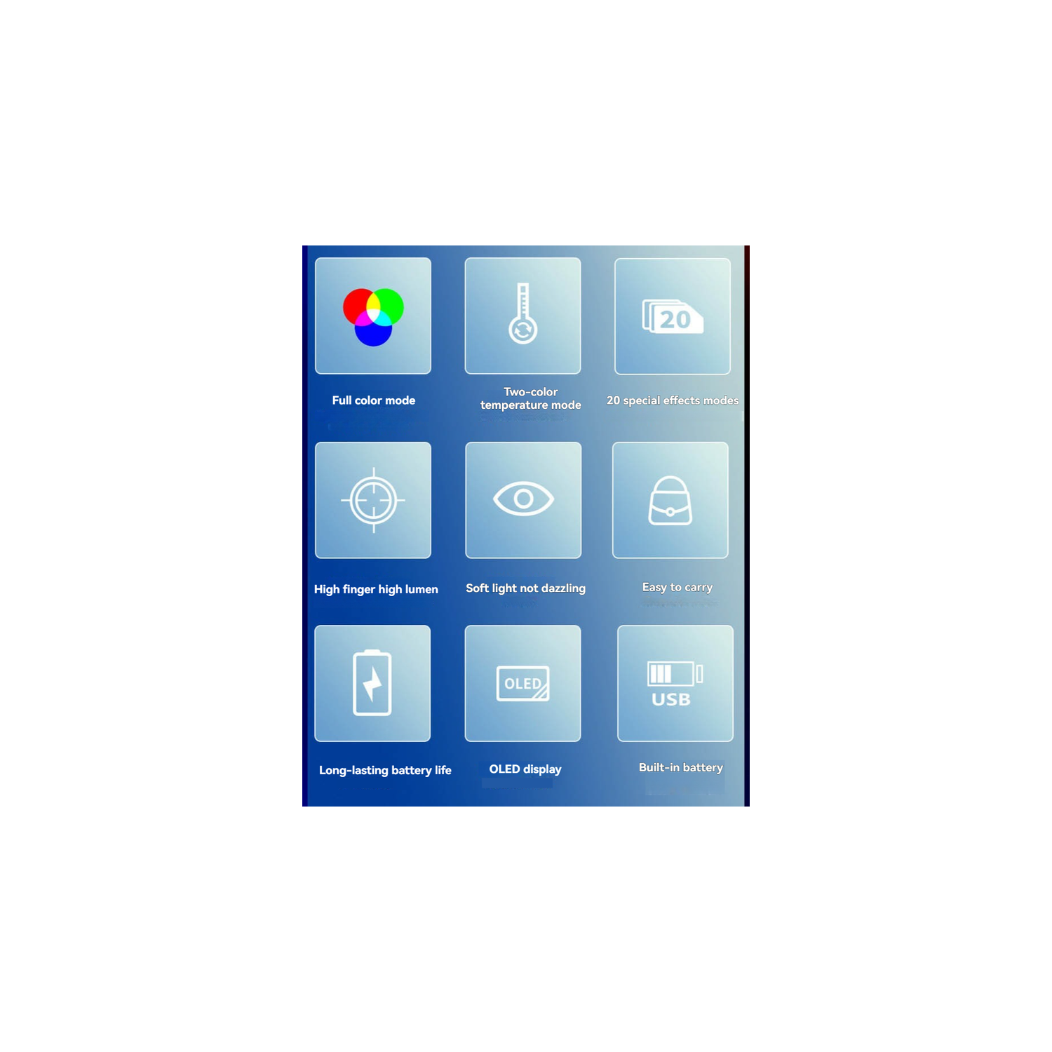 Mobile Phone Fill Light, Portable Outdoor Fill Light, Mood Light, Pocket Light, Wide Color Temperature, 20 Lighting Effects, Lightweight and