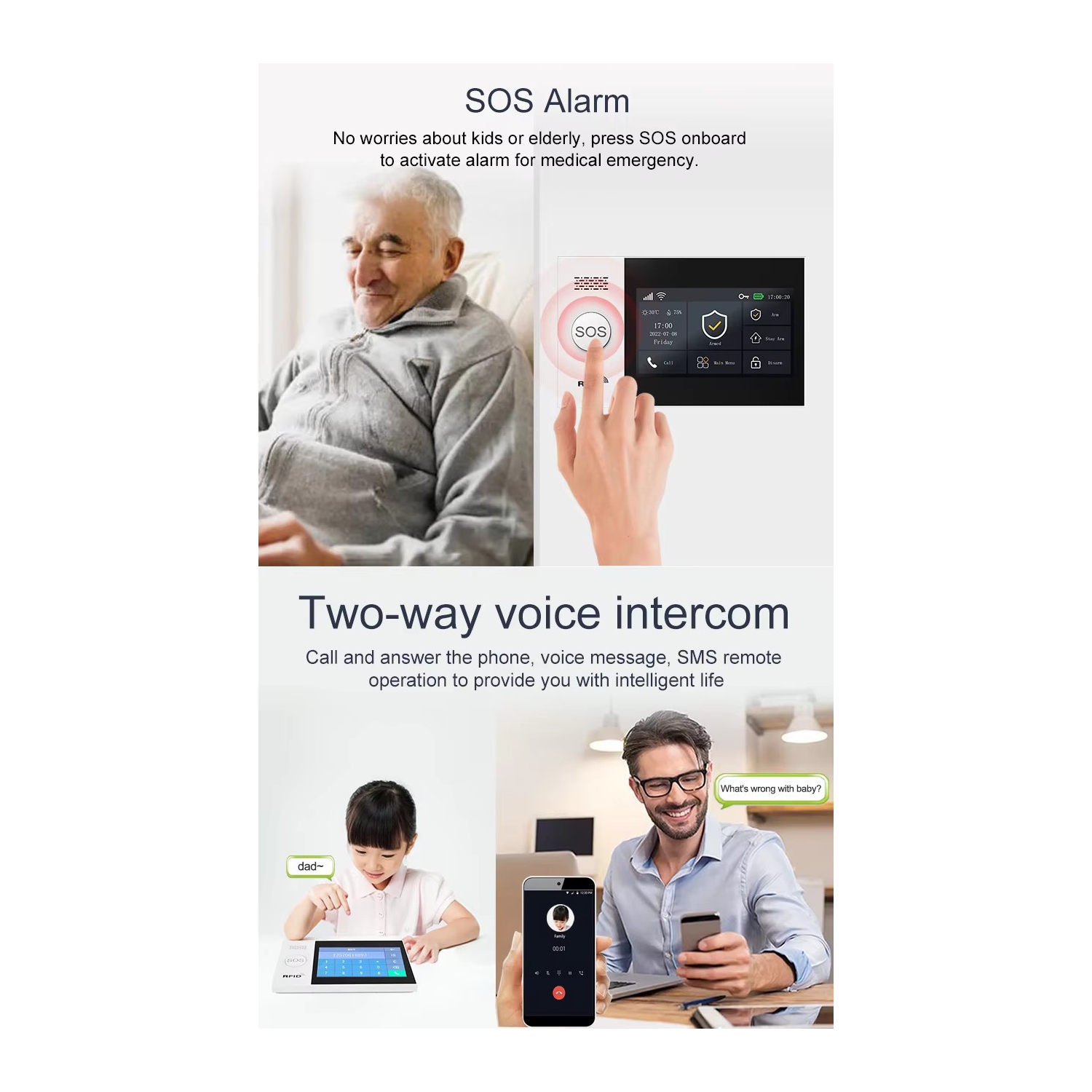 WiFi+4G Smart Home Alarm System - 4.3-inch Touchscreen/Multi-Language/Remote App Control/5 Alarm Phone Numbers with Door and Window Sensors +